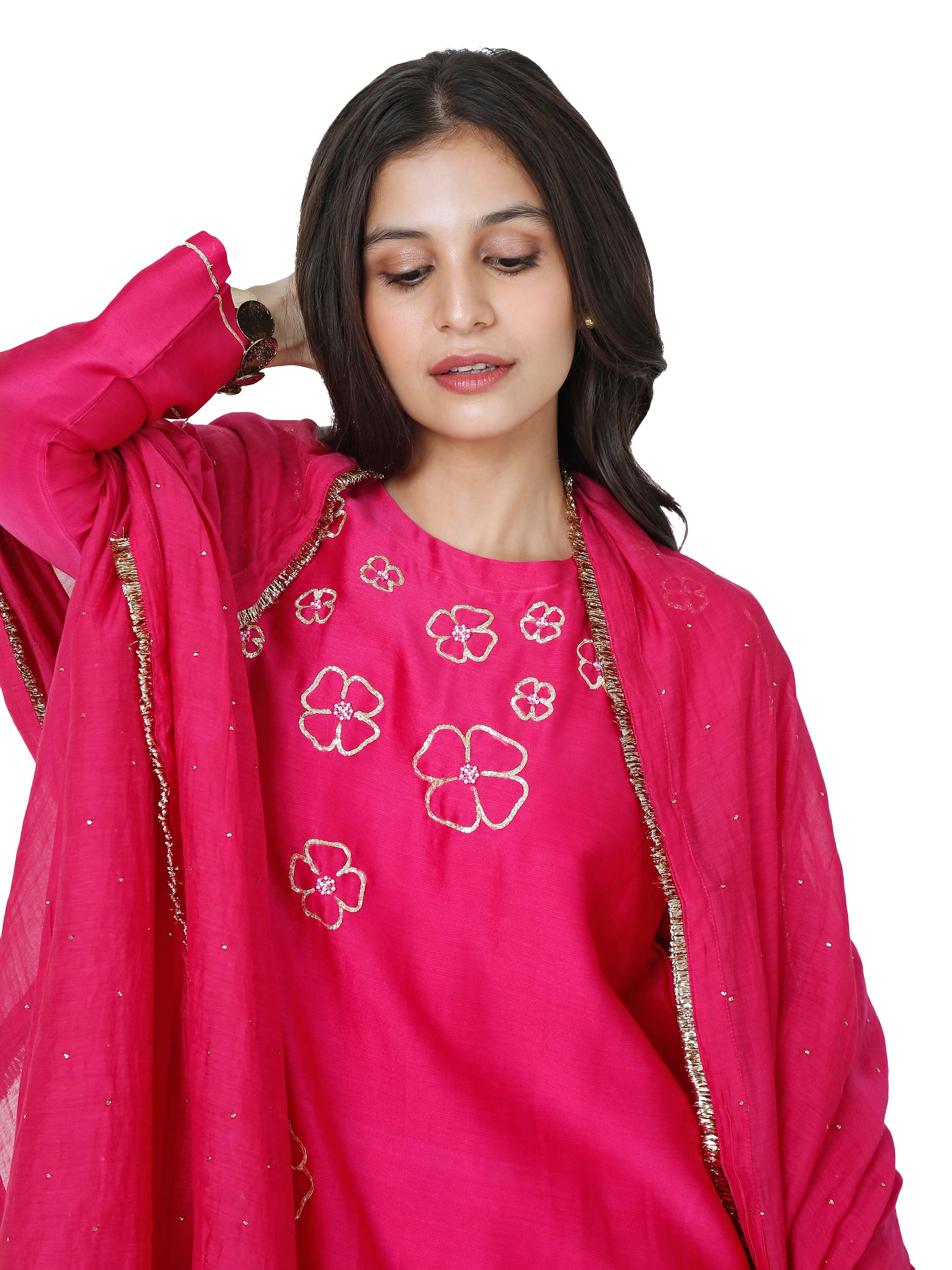 Pink stright kurta