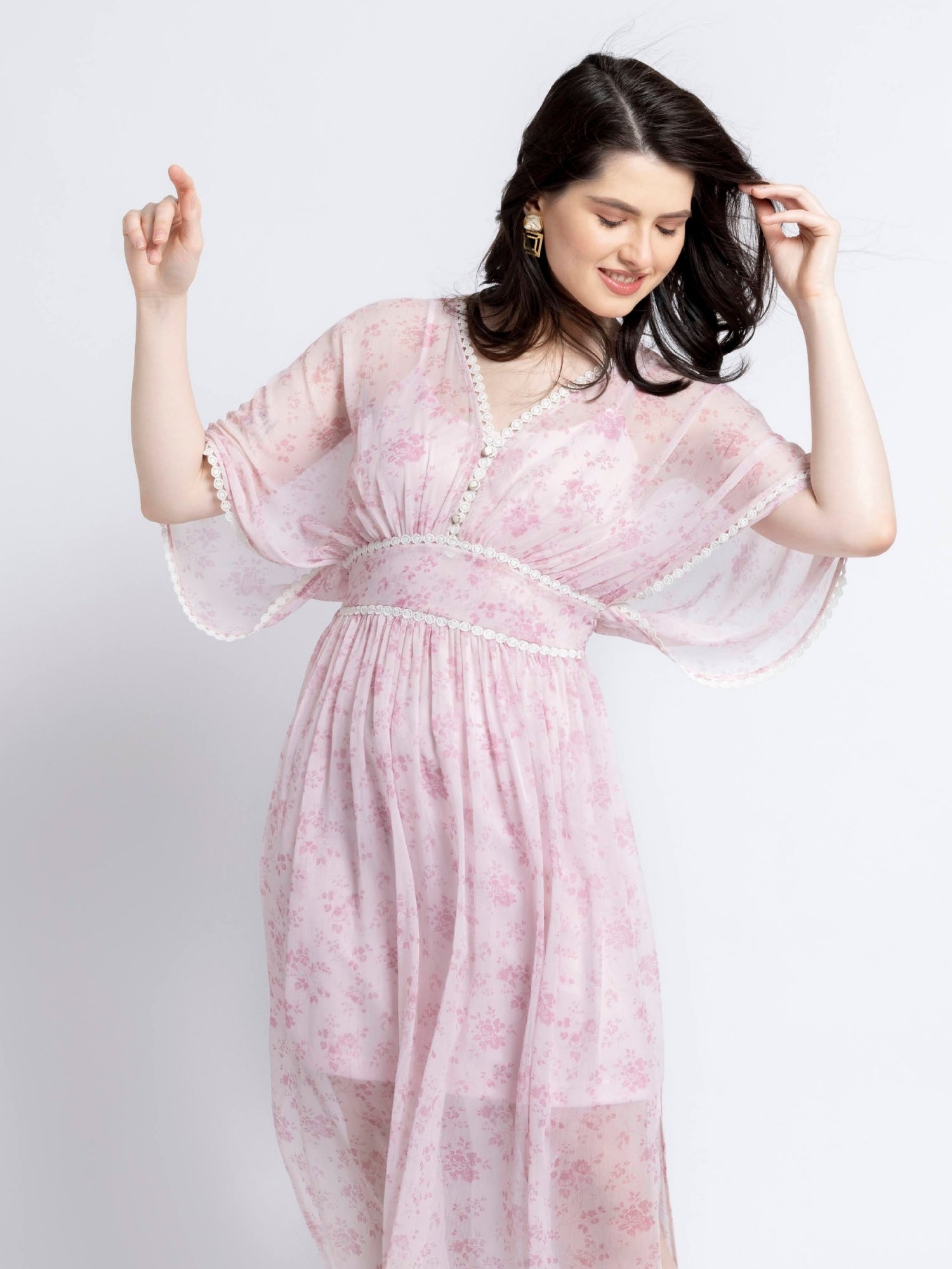Serene Rosette V Maxi Dress