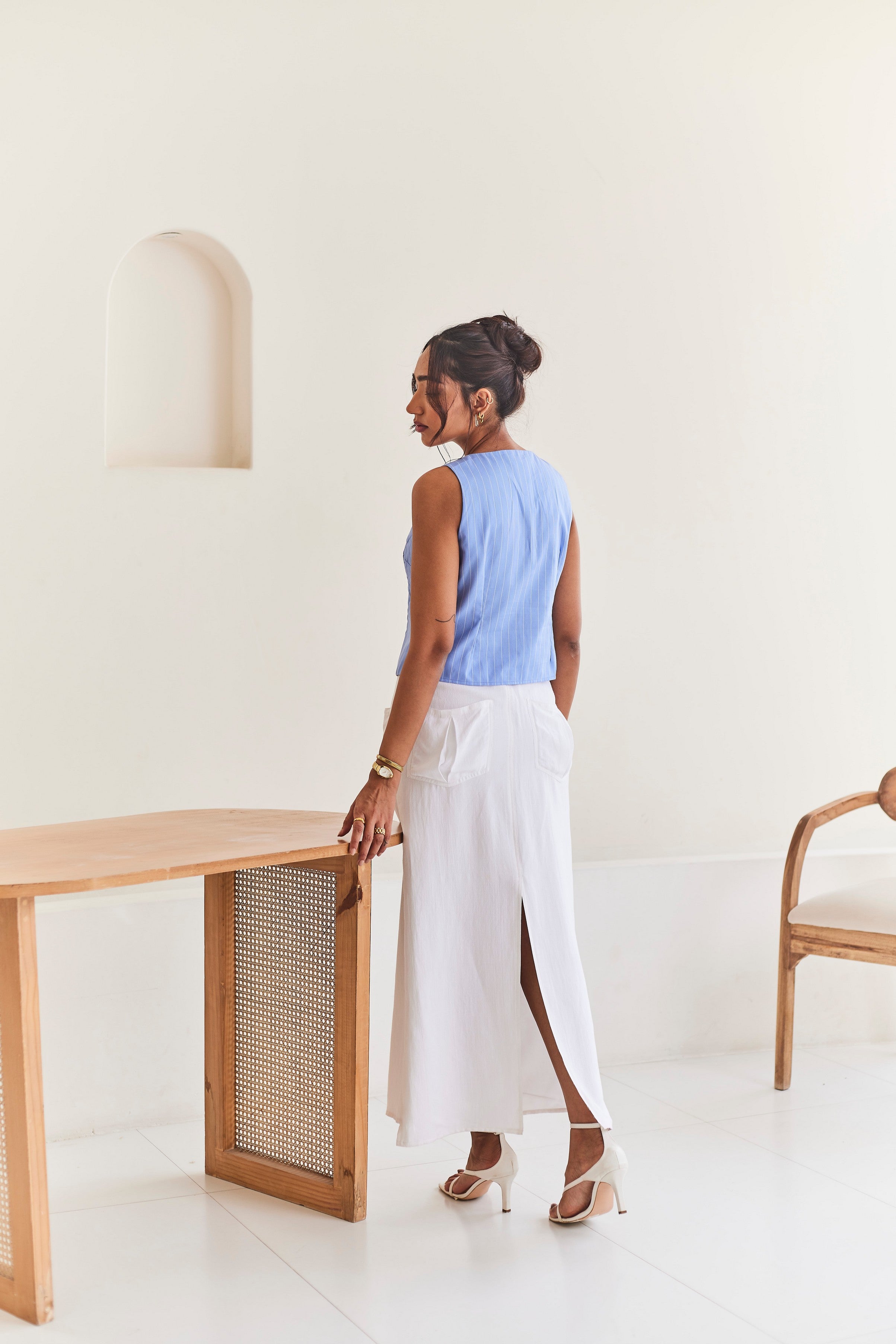 Blue Front Tie-up Top
