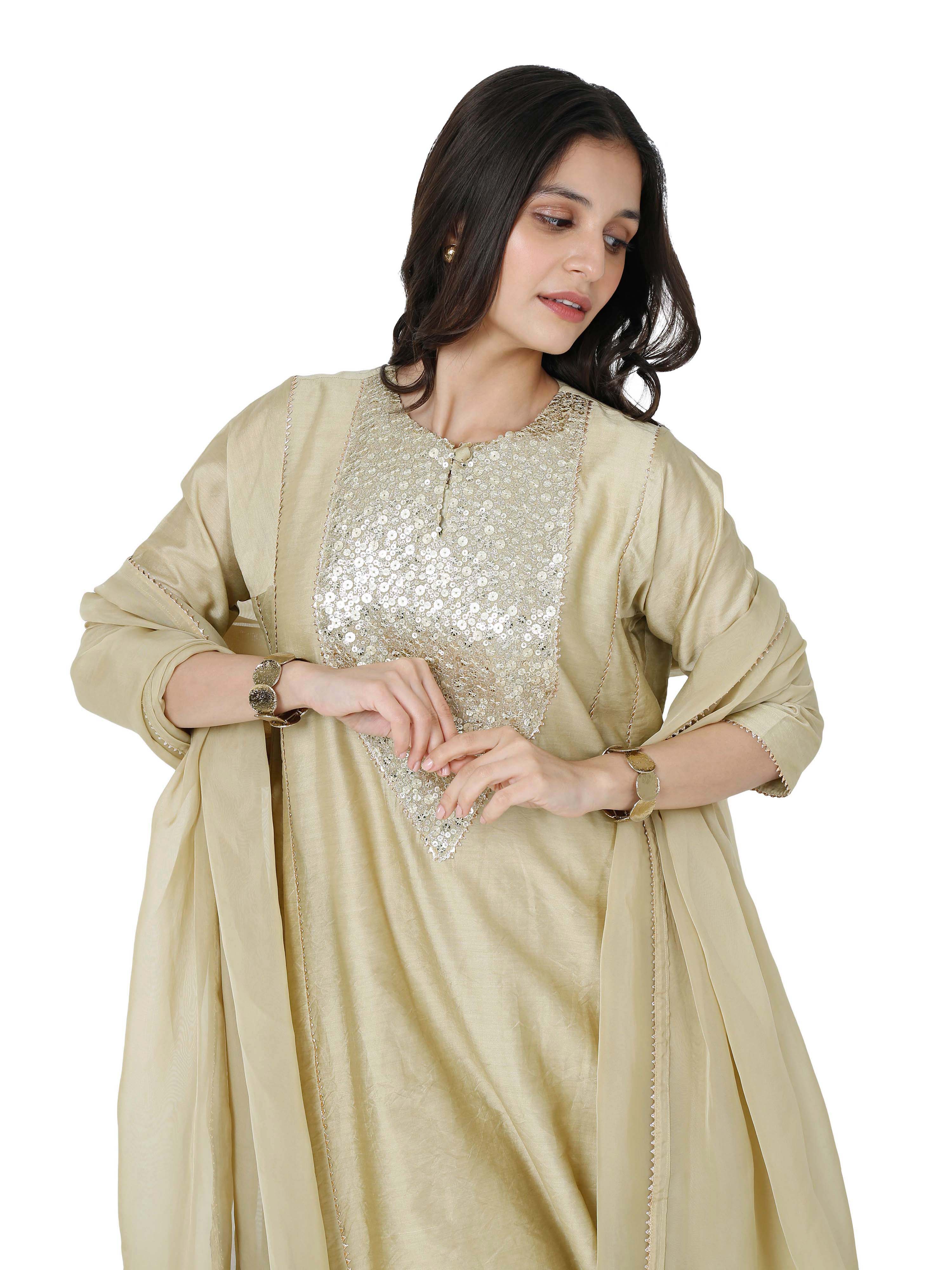 Pista Green Kali Kurta