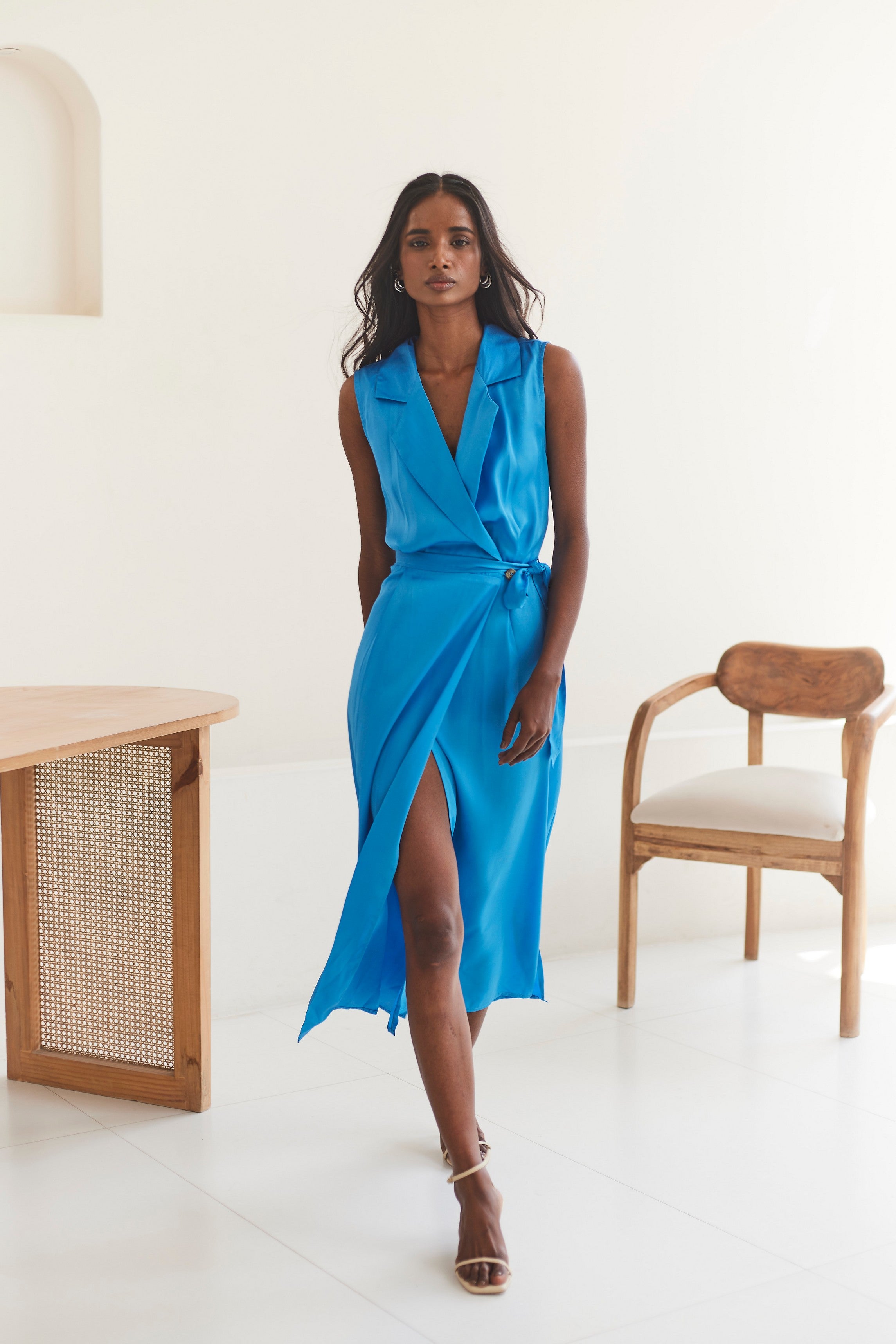 Blue Midi Shirt Dress