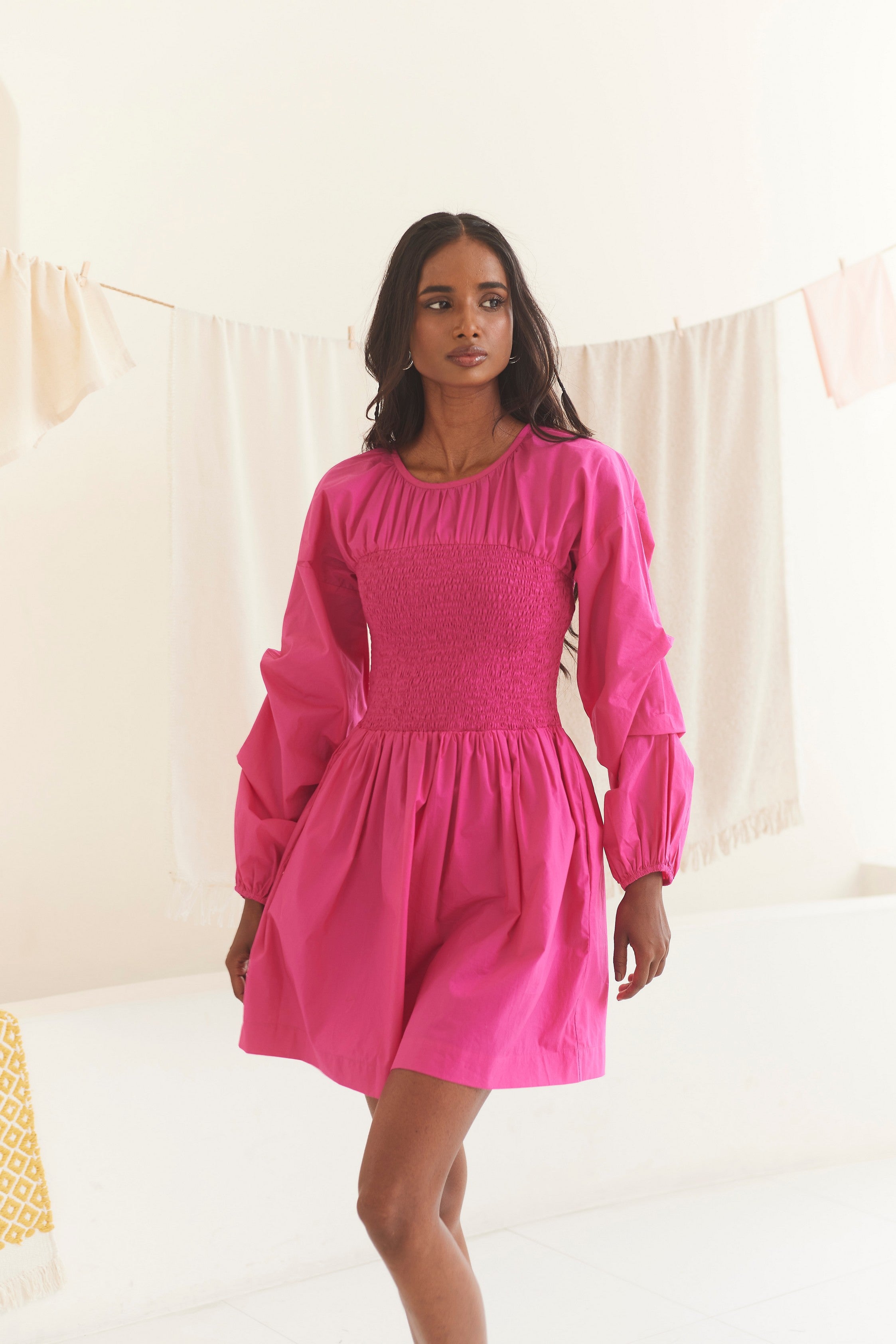 Pink Poplin Short Dress