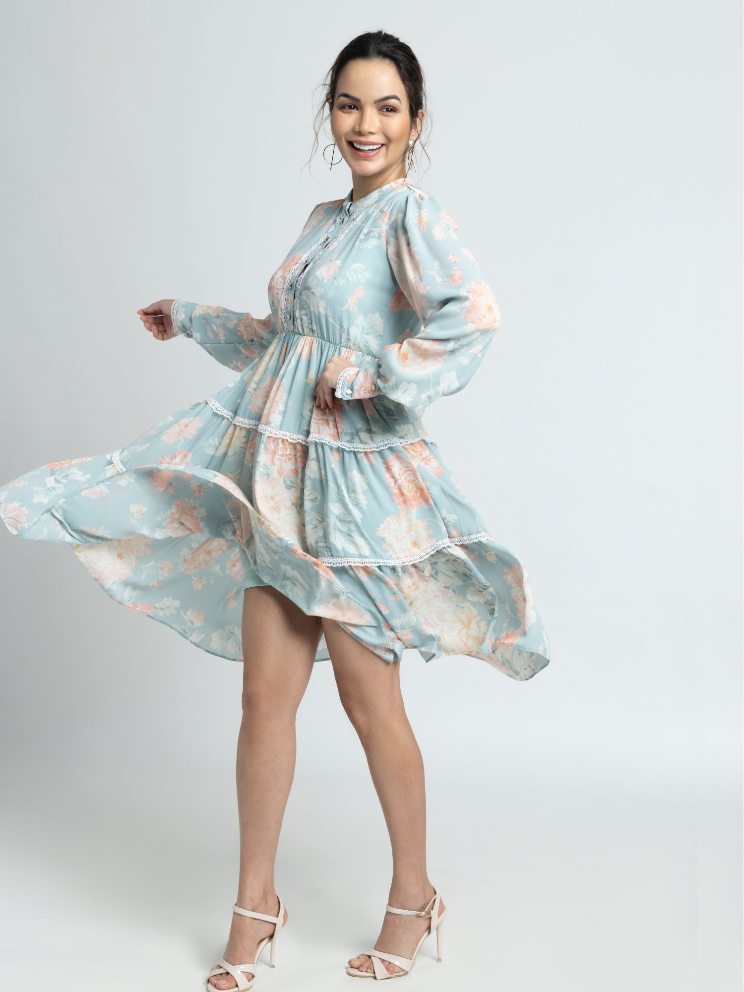 Frost Blue tiered Mini Dress
