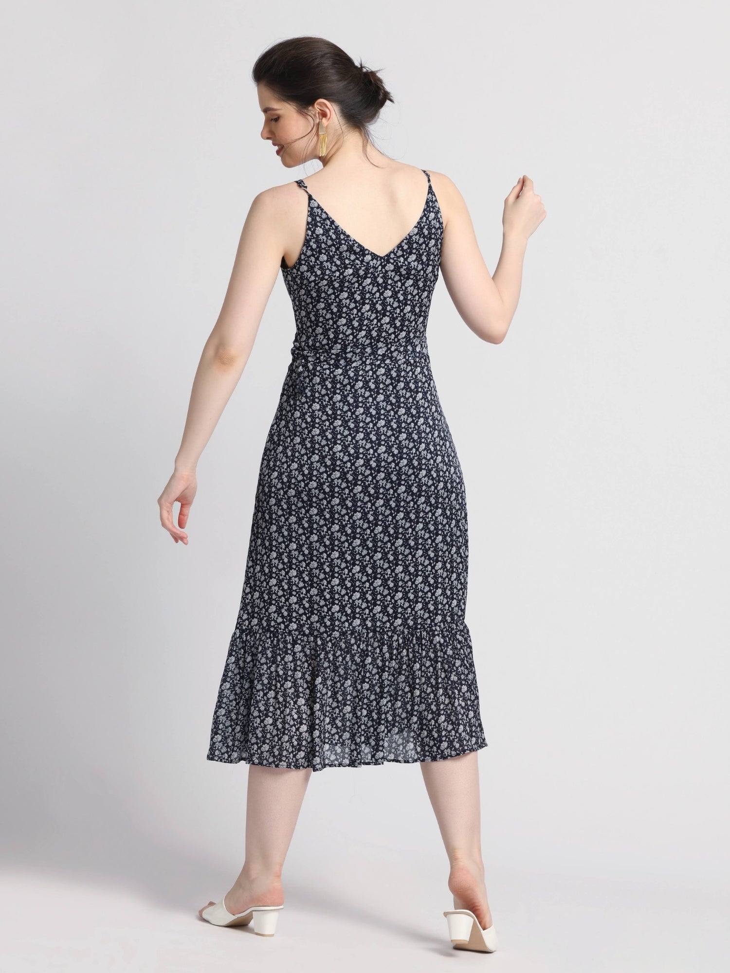 Blue Motif Midi Dress