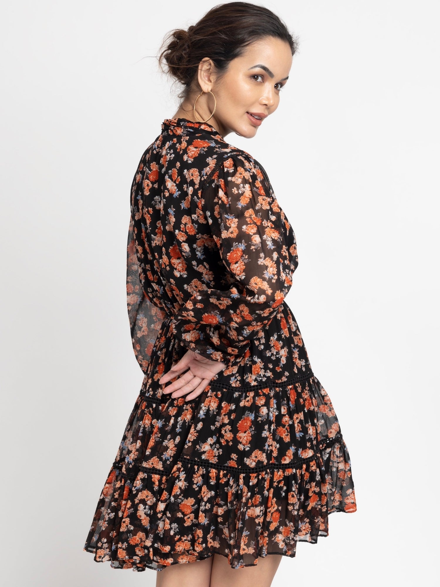 Black Blossom Mini Dress