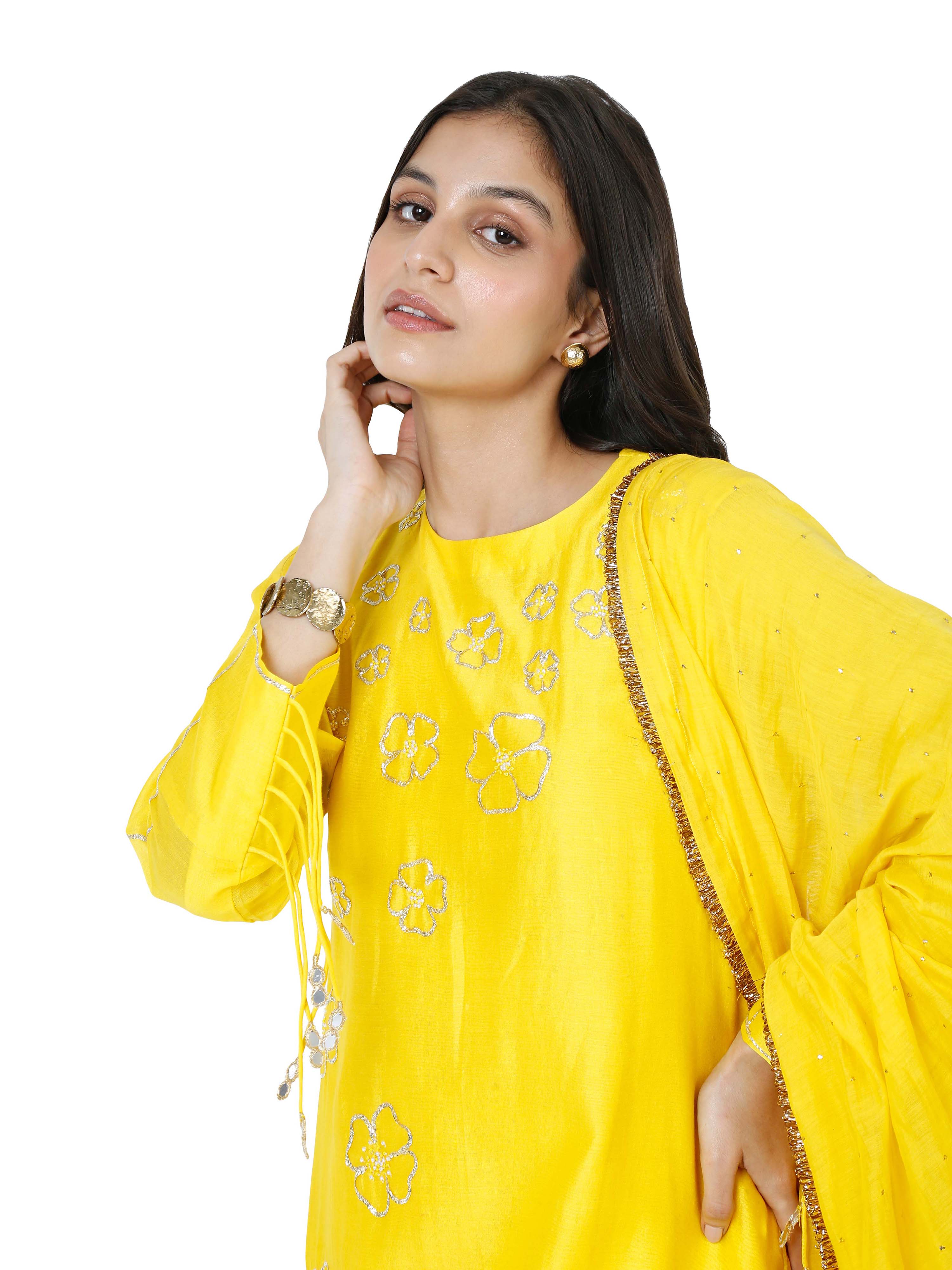 Yellow stright kurta