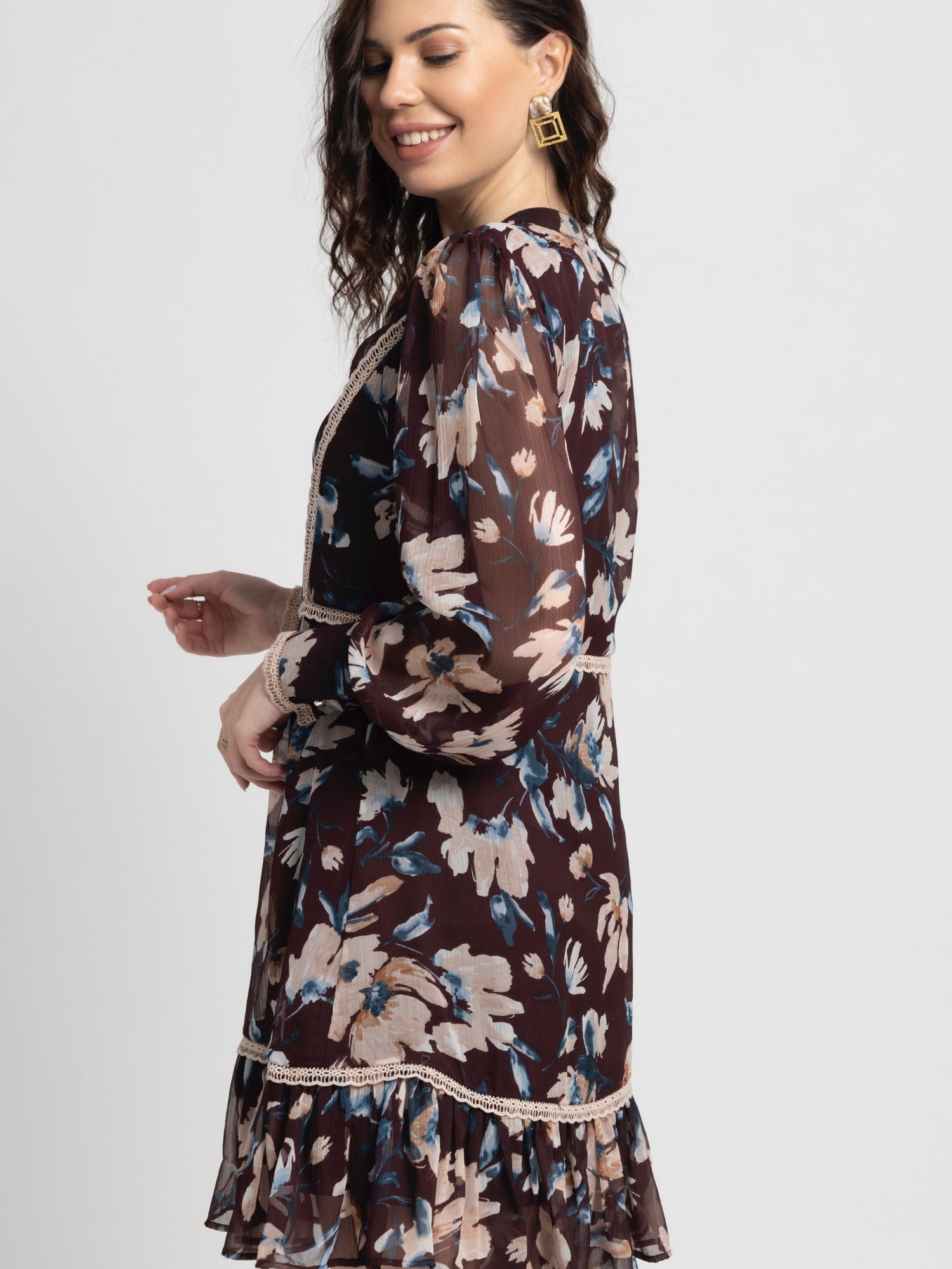 Russet Bloom Mini Dress
