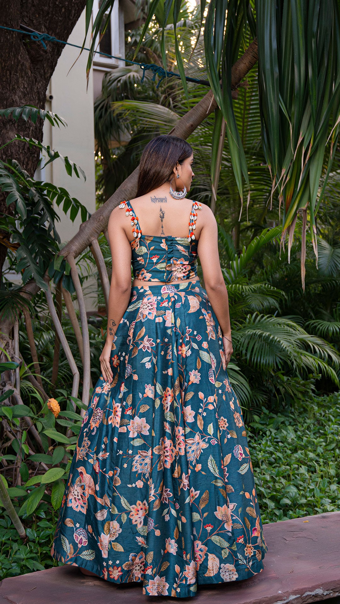 BIRDS OF PARADISE SILK LEHENGA SET - TEAL