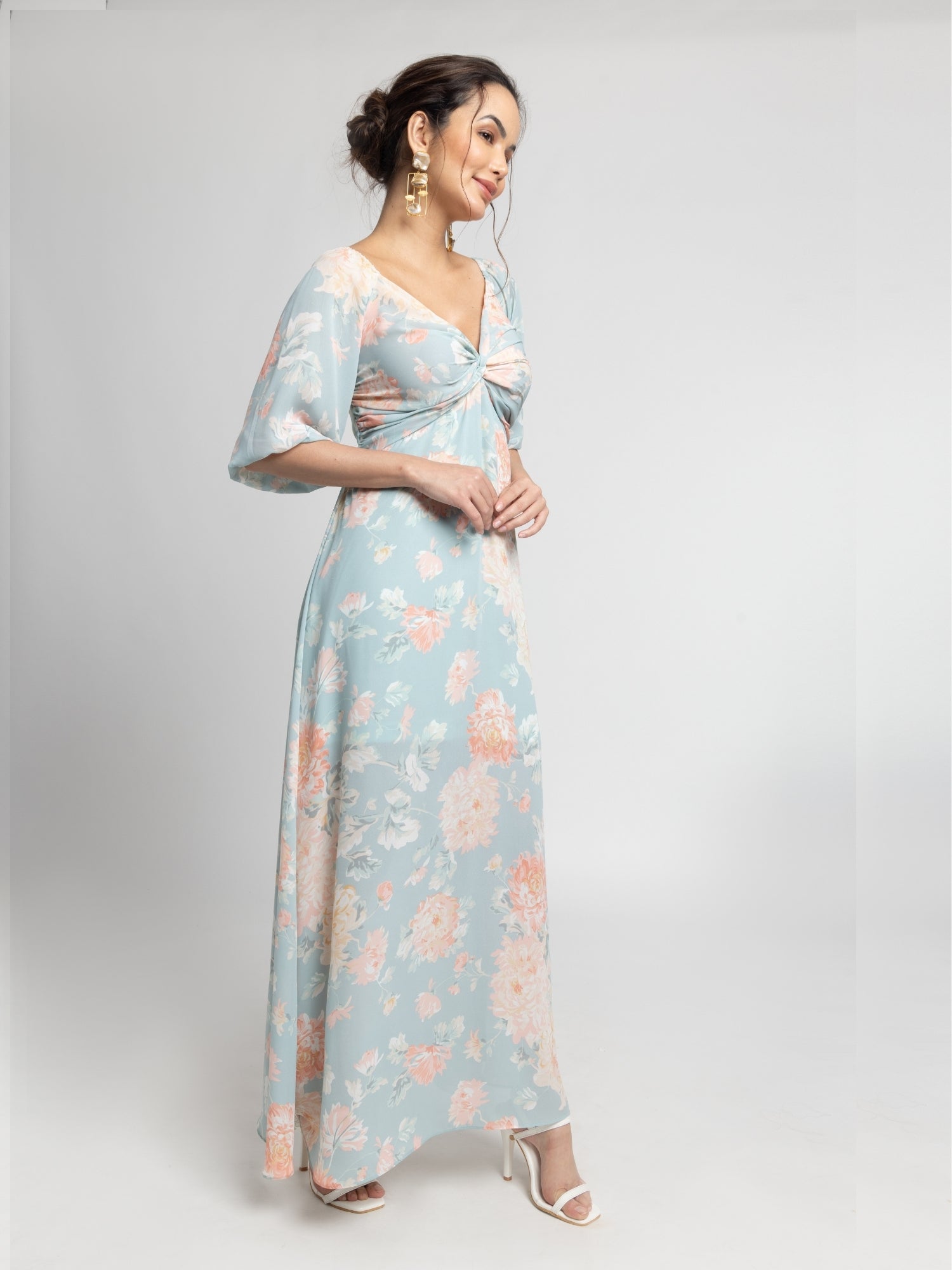 Frost Blue Yoke Maxi Dress
