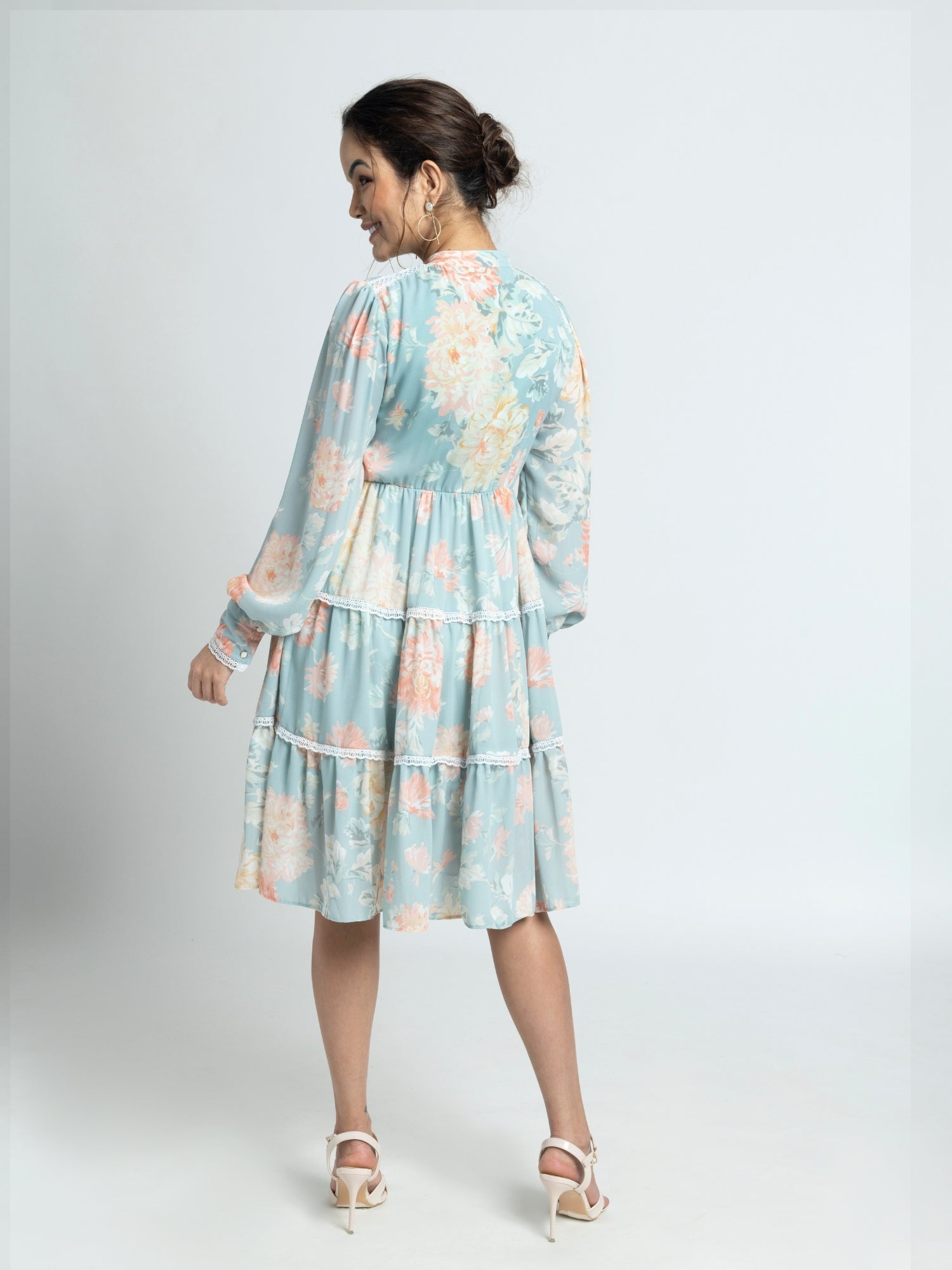 Frost Blue tiered Mini Dress
