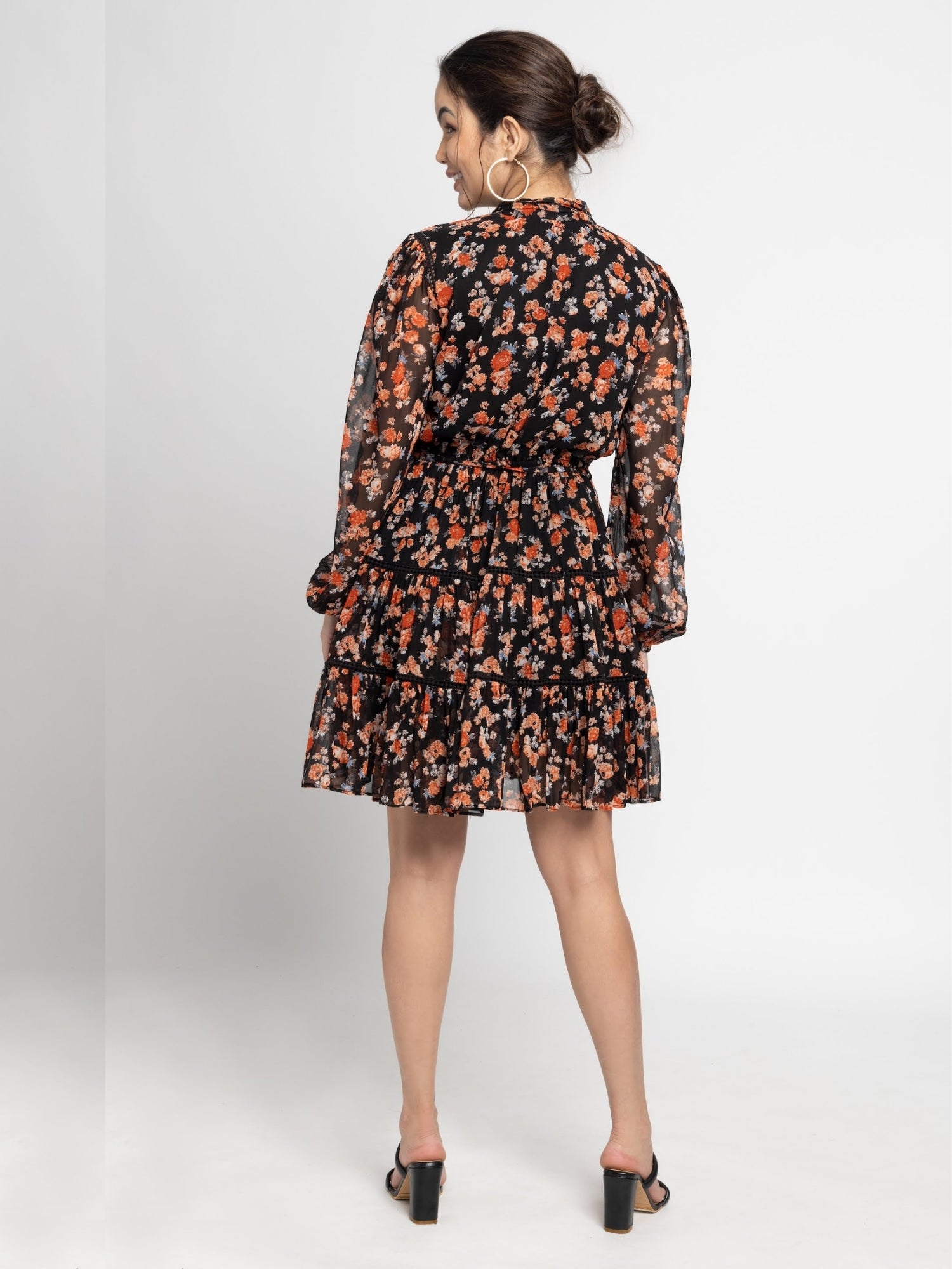 Black Blossom Mini Dress