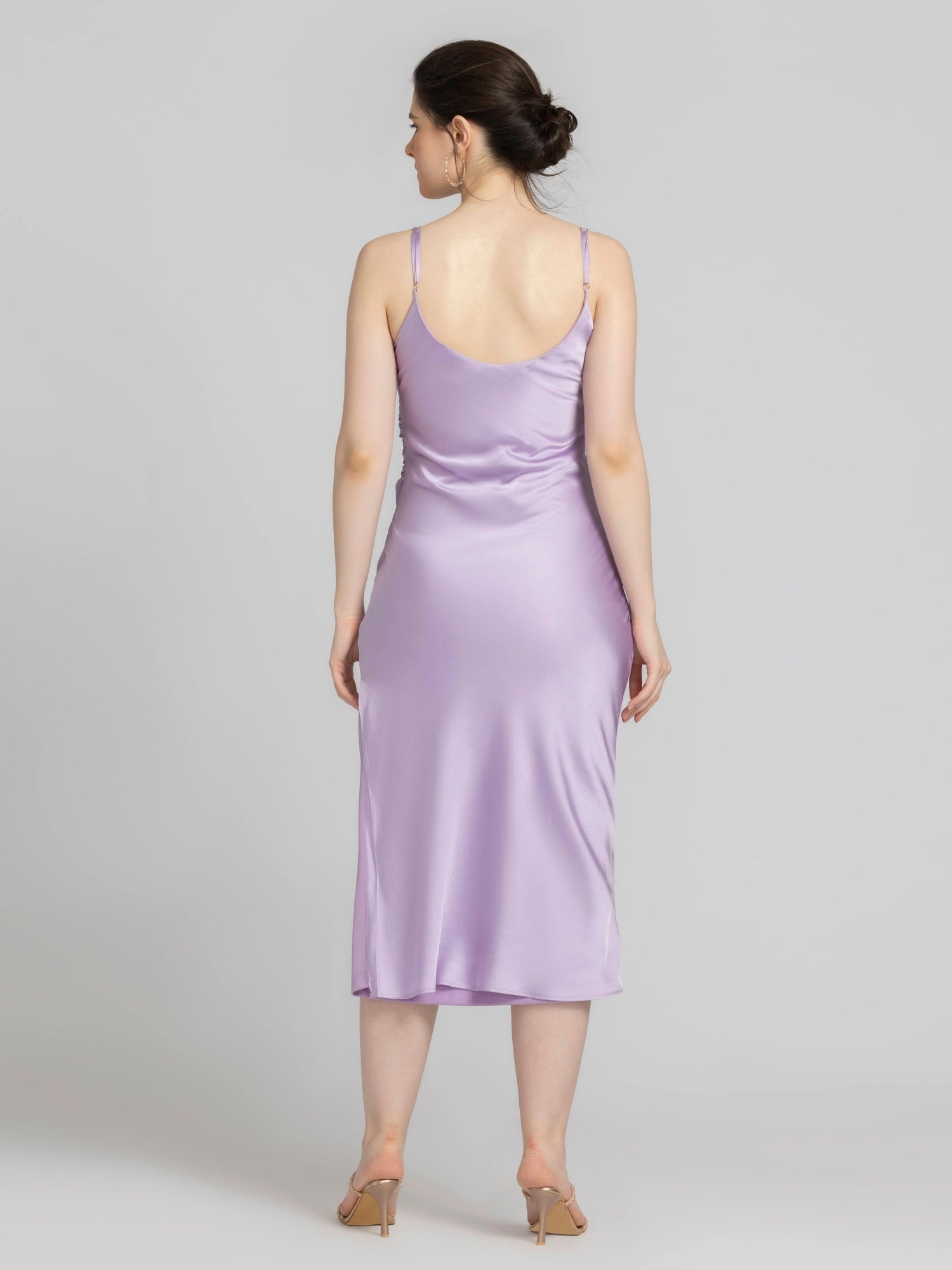 Lavender Elegance Cowl Midi Dress