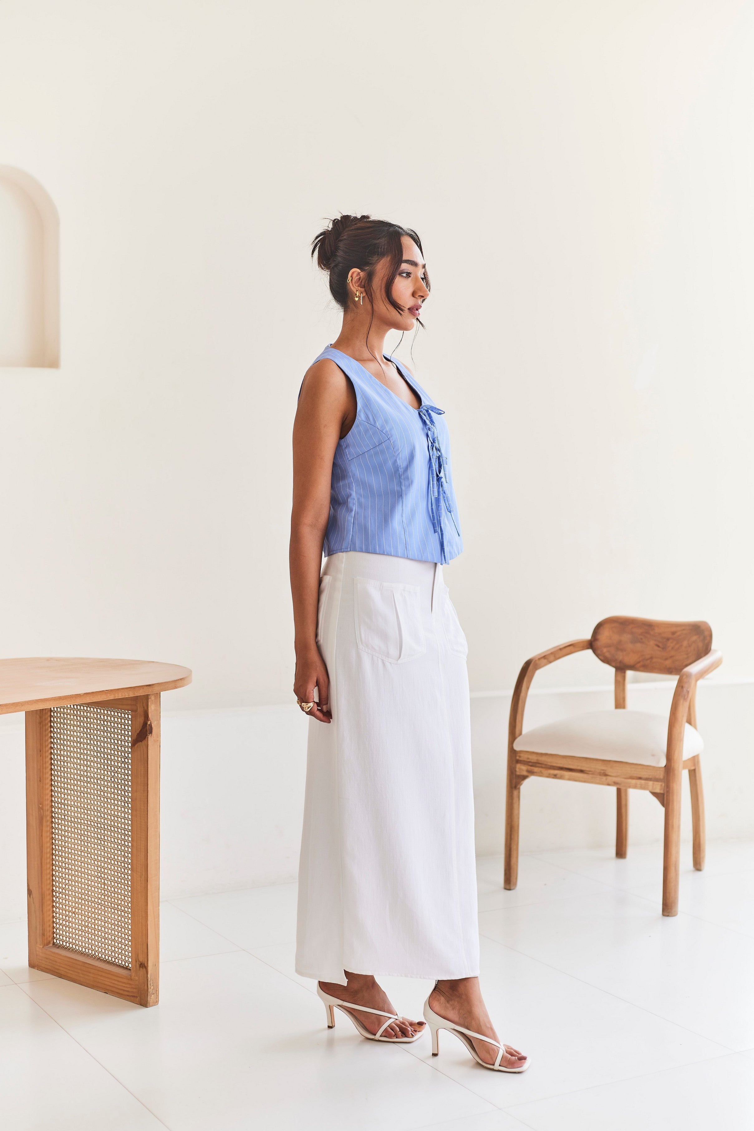 Blue Front Tie-up Top