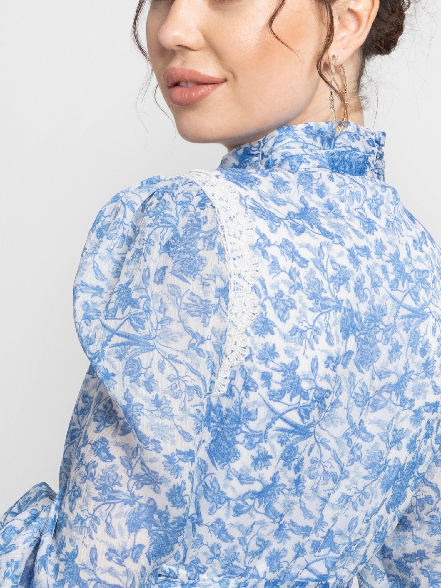 Misty Floral Mandarin Mini Dress