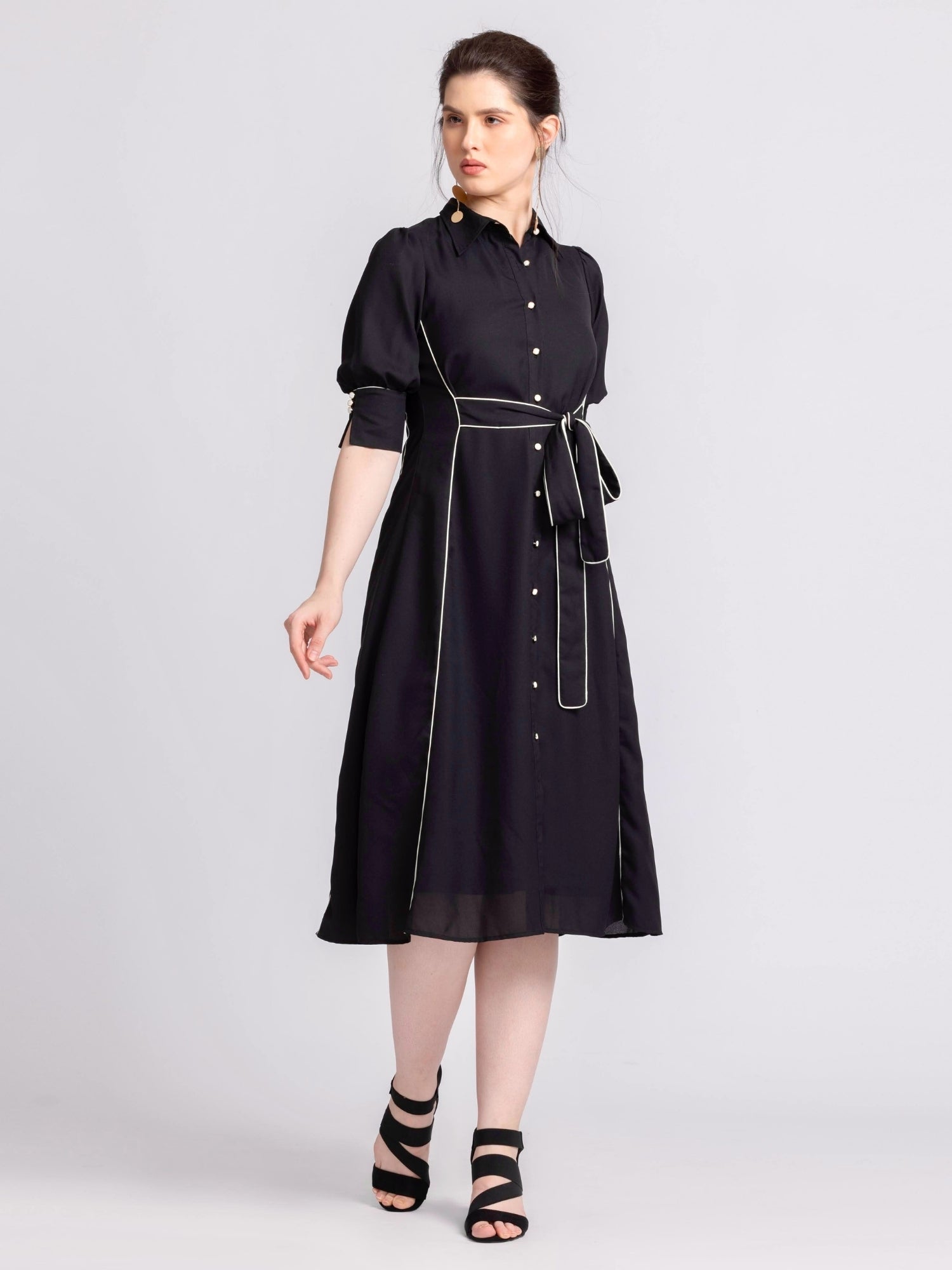 Noir Elegance Midi Dress