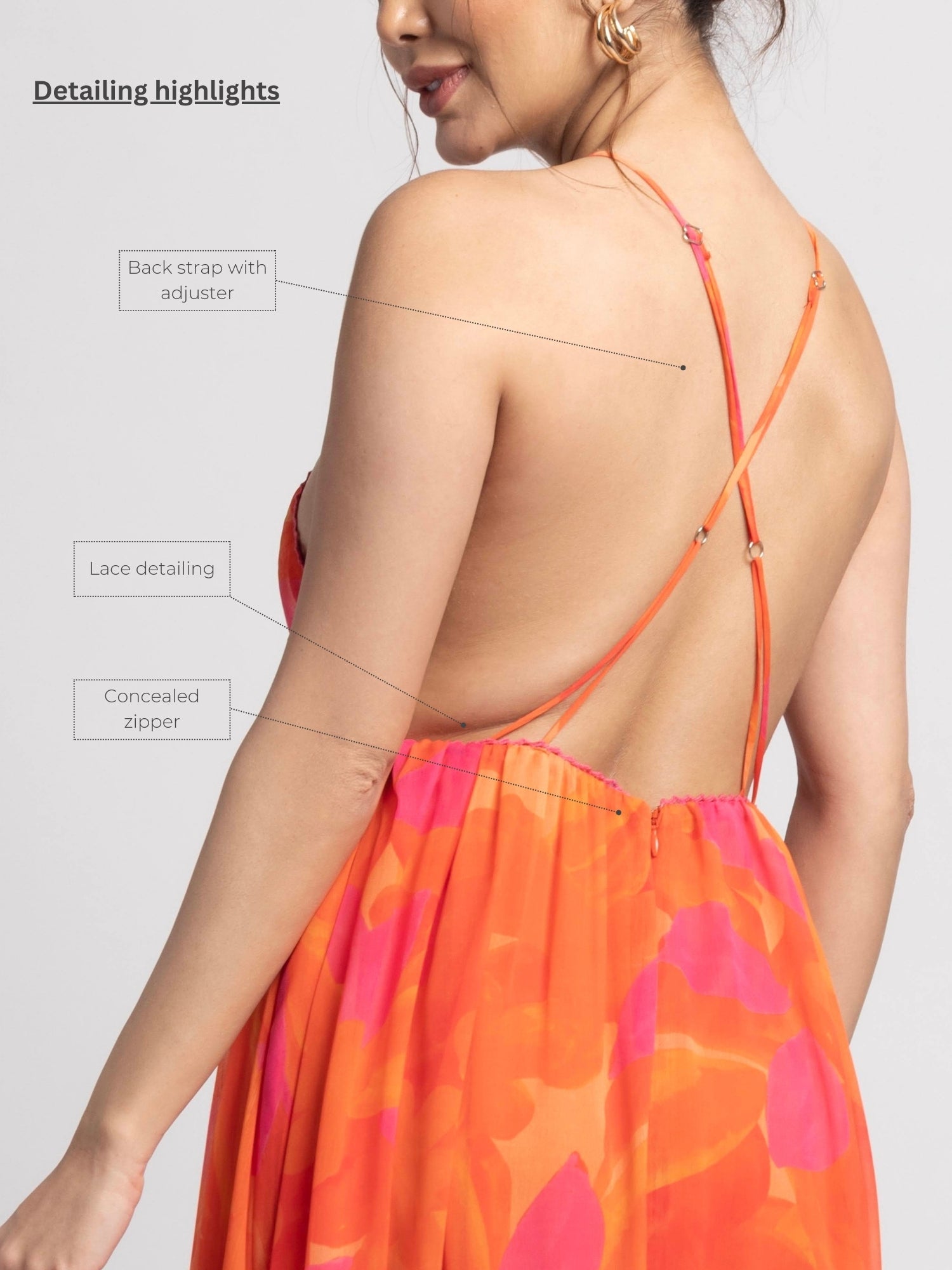 Playful Orange Strap Maxi Dress