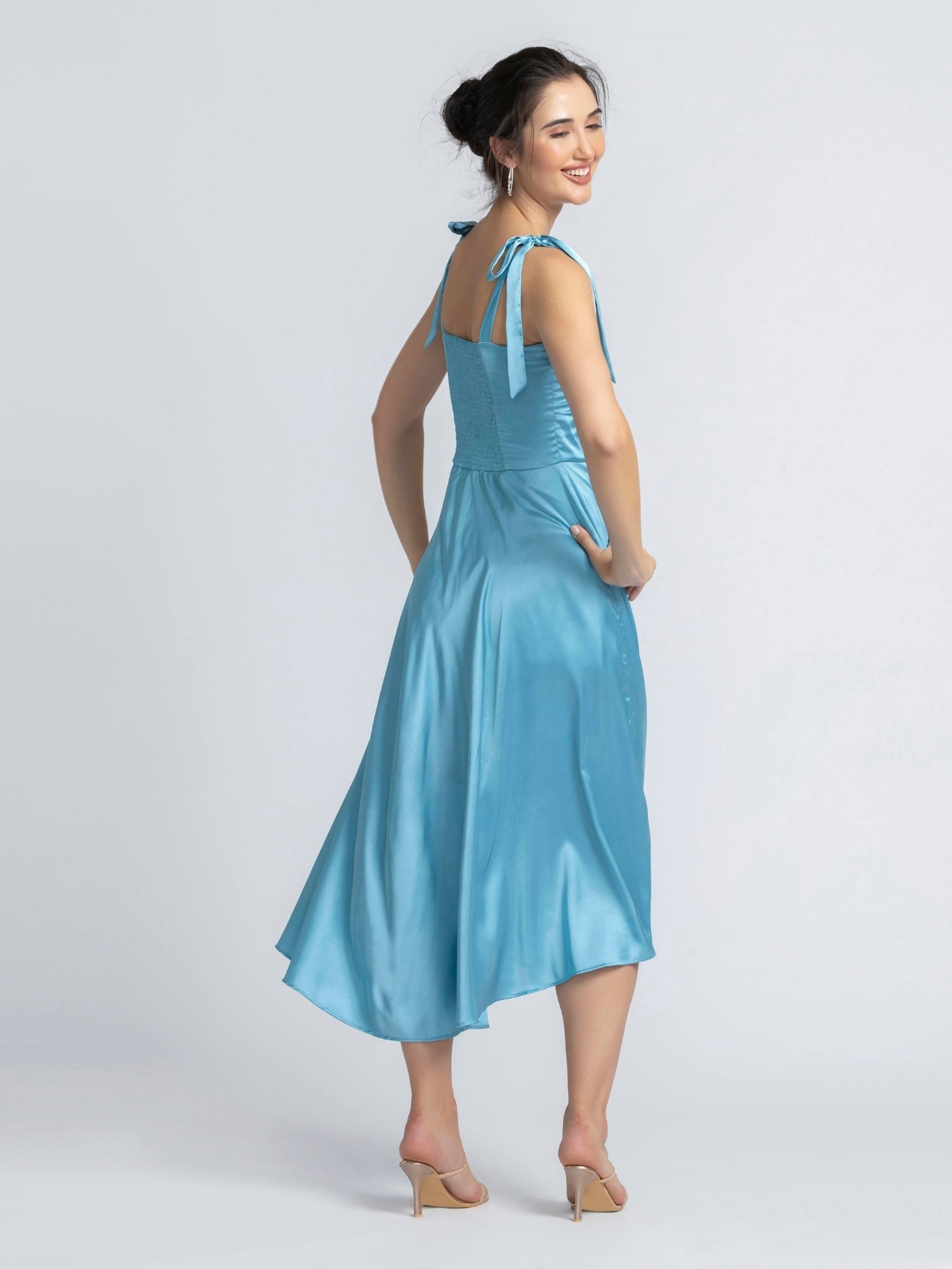 Turquoise Blue Sweetheart Midi Dress