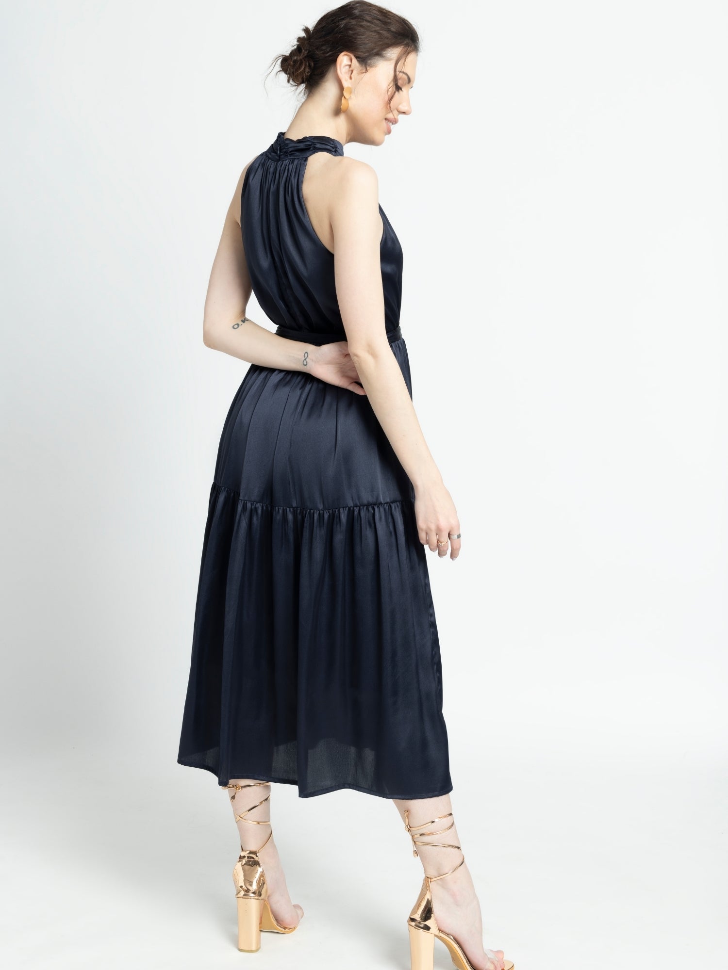 Navy Nights Halterneck Midi Dress