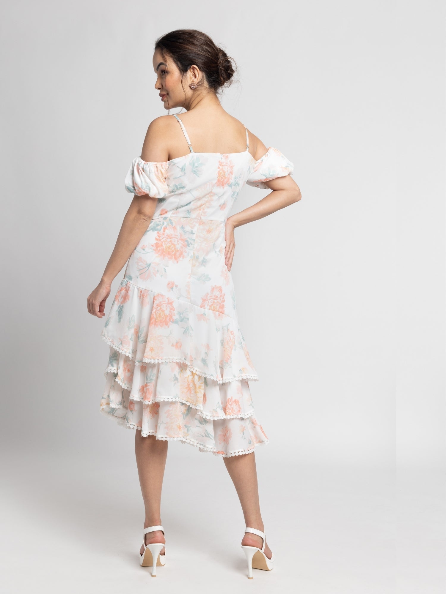 Exquisite Ivory Off-Shoulder Midi Dress