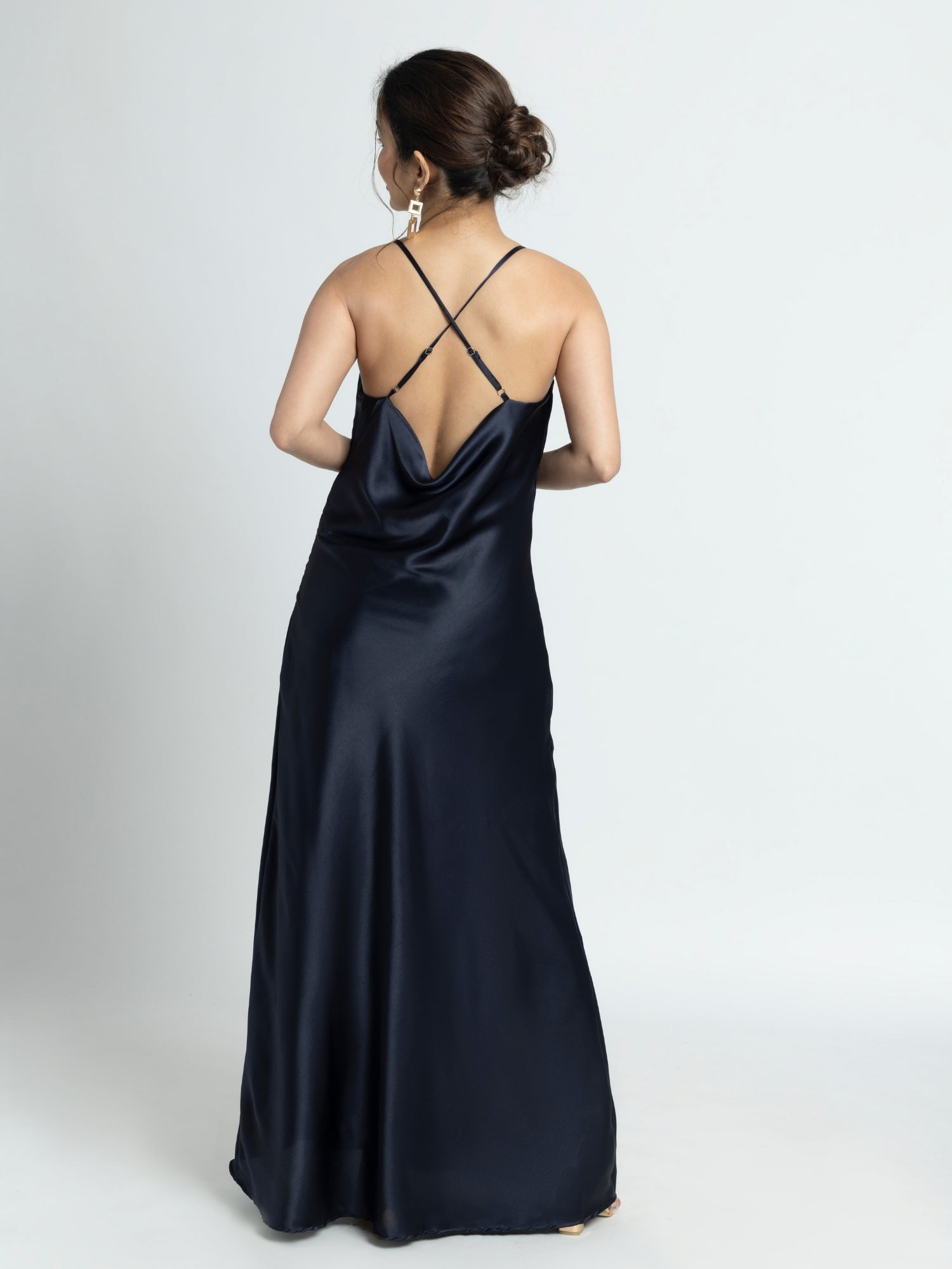 Navy Nights Cowl Maxi Dress