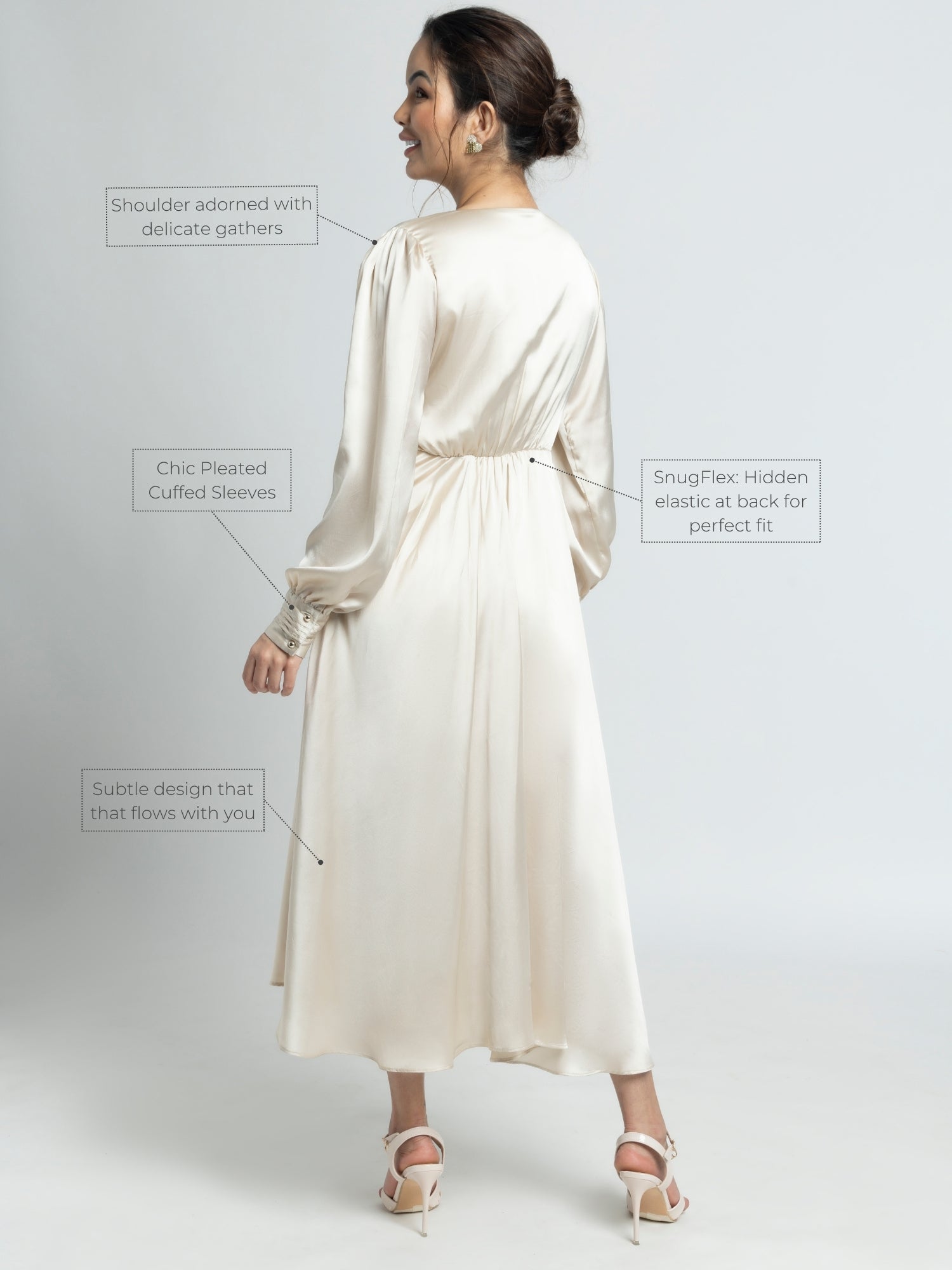 Creamy Surplice Midi Dress
