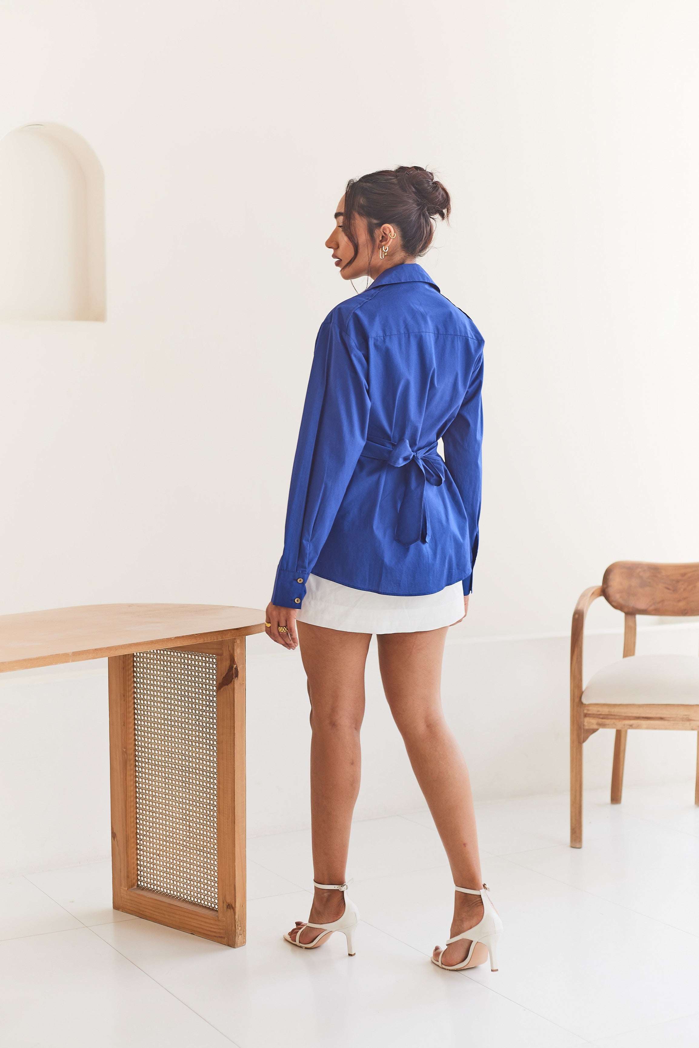 Blue Poplin Wrap Shirt