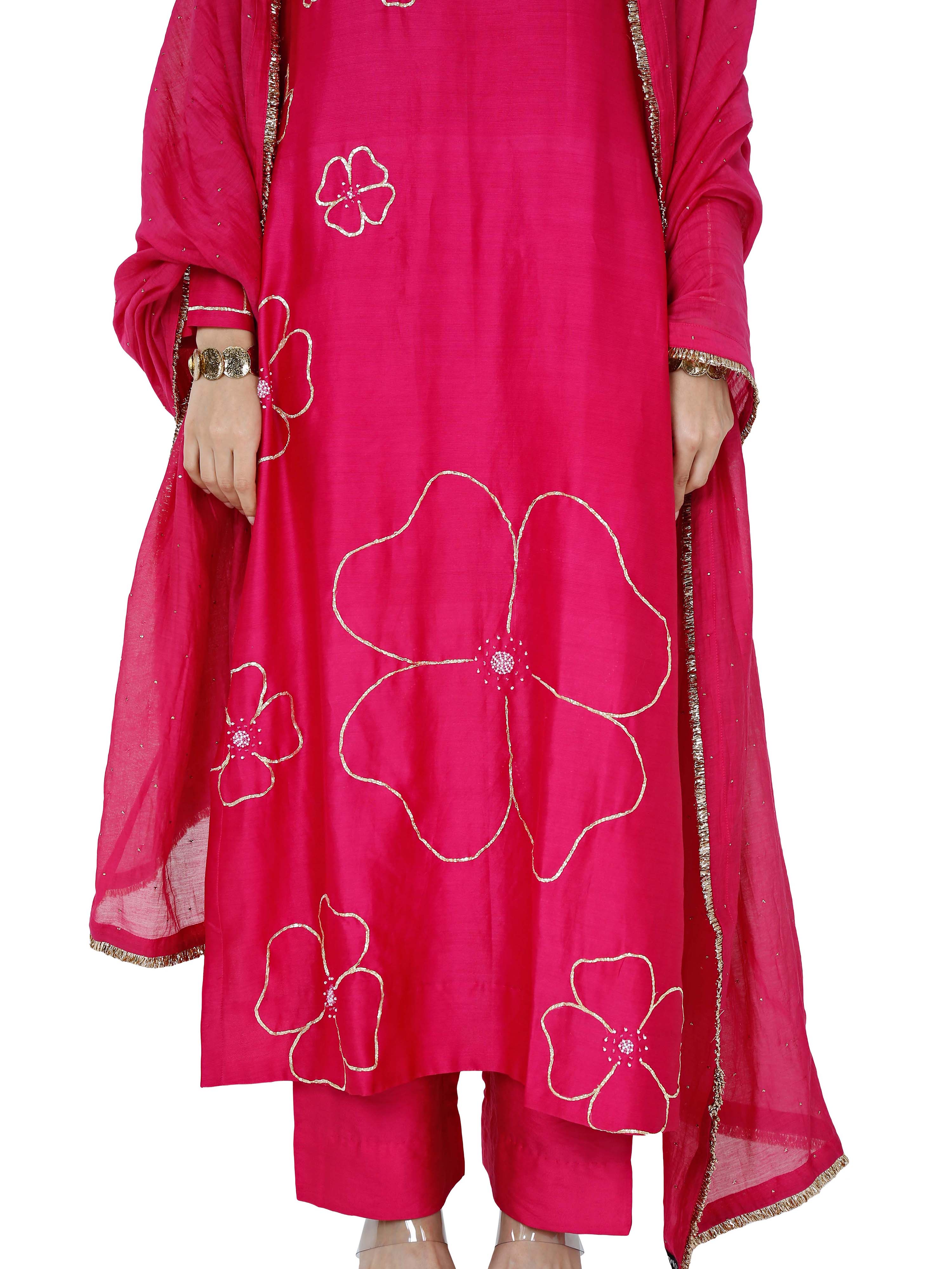 Pink stright kurta