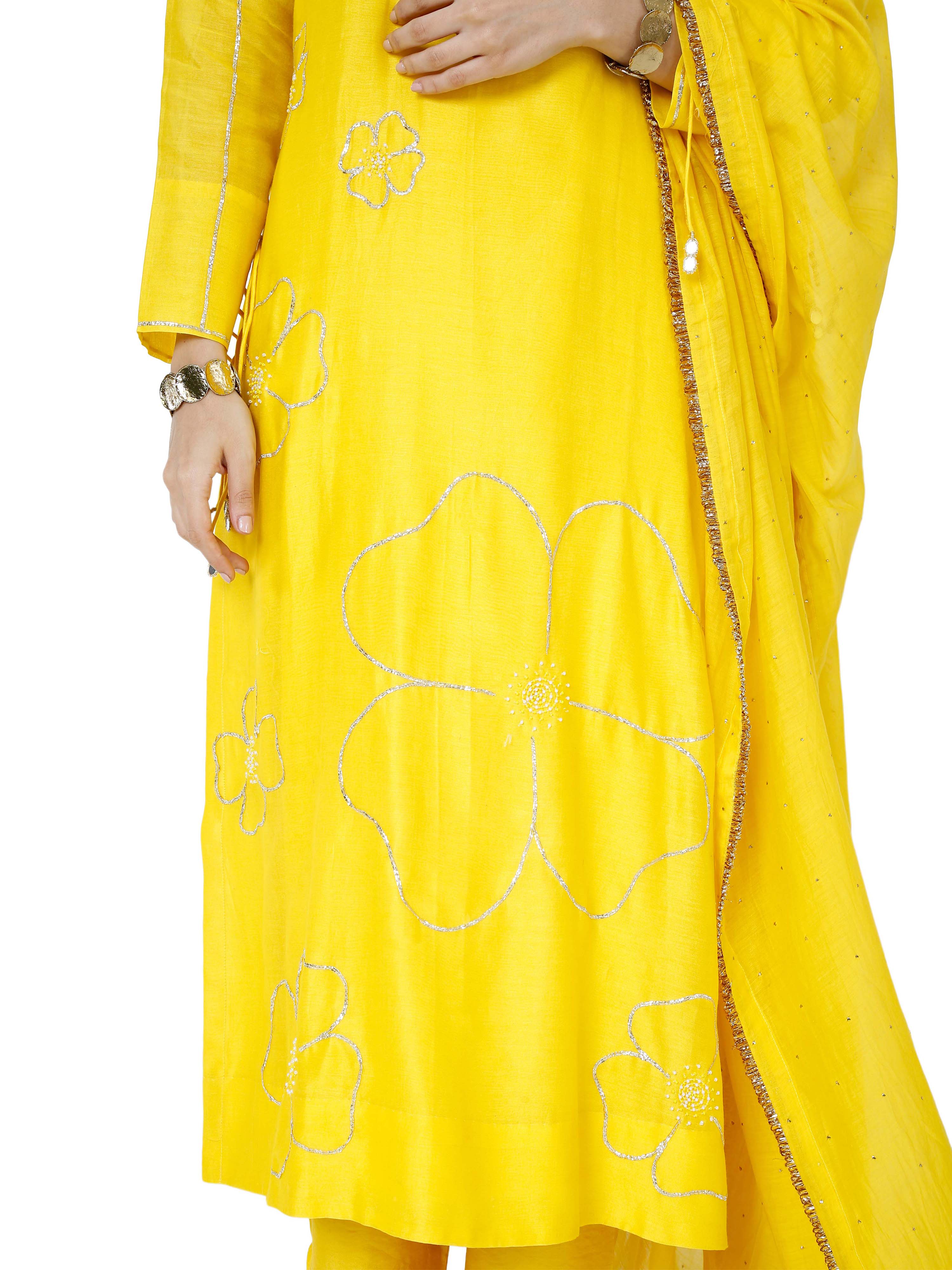 Yellow stright kurta