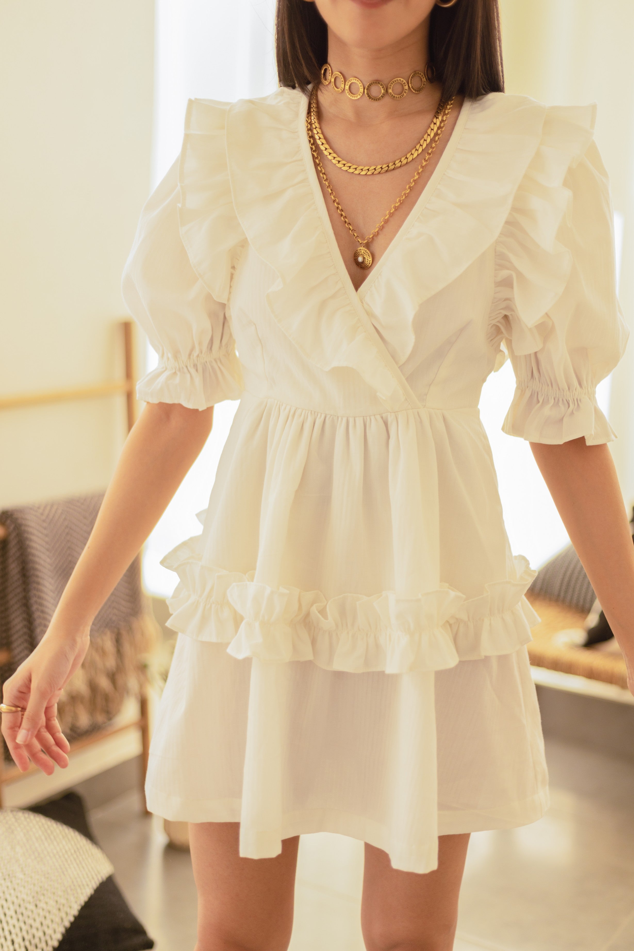 White Short Babydoll Dress