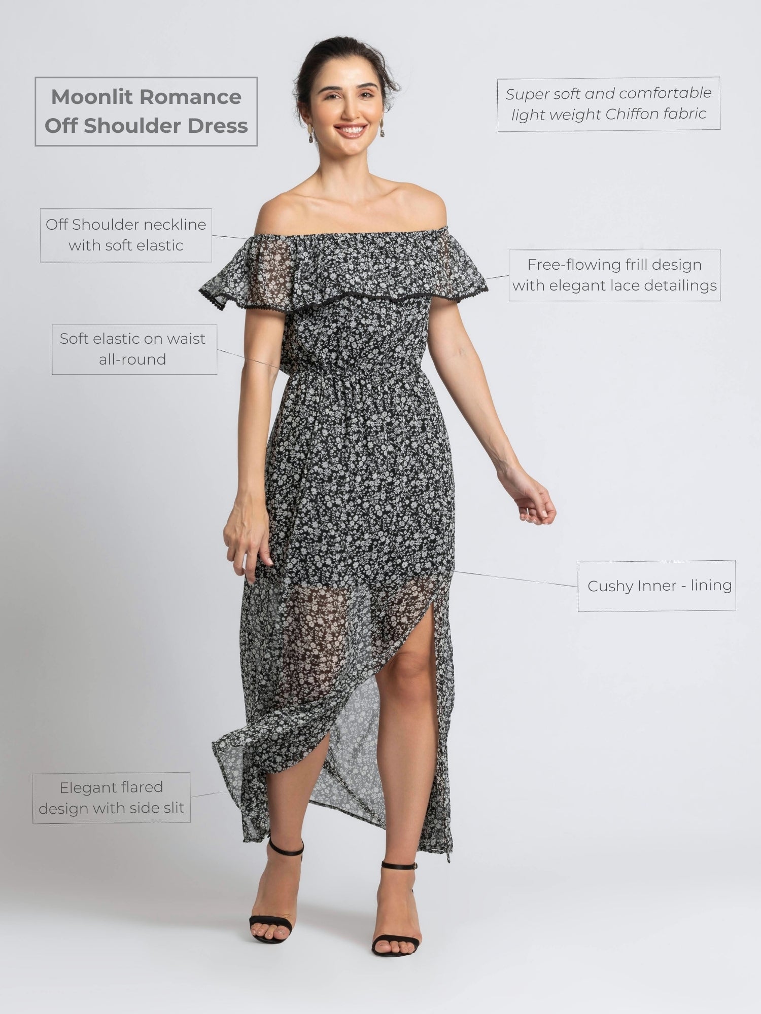 Moonlit Romance Off Shoulder Dress