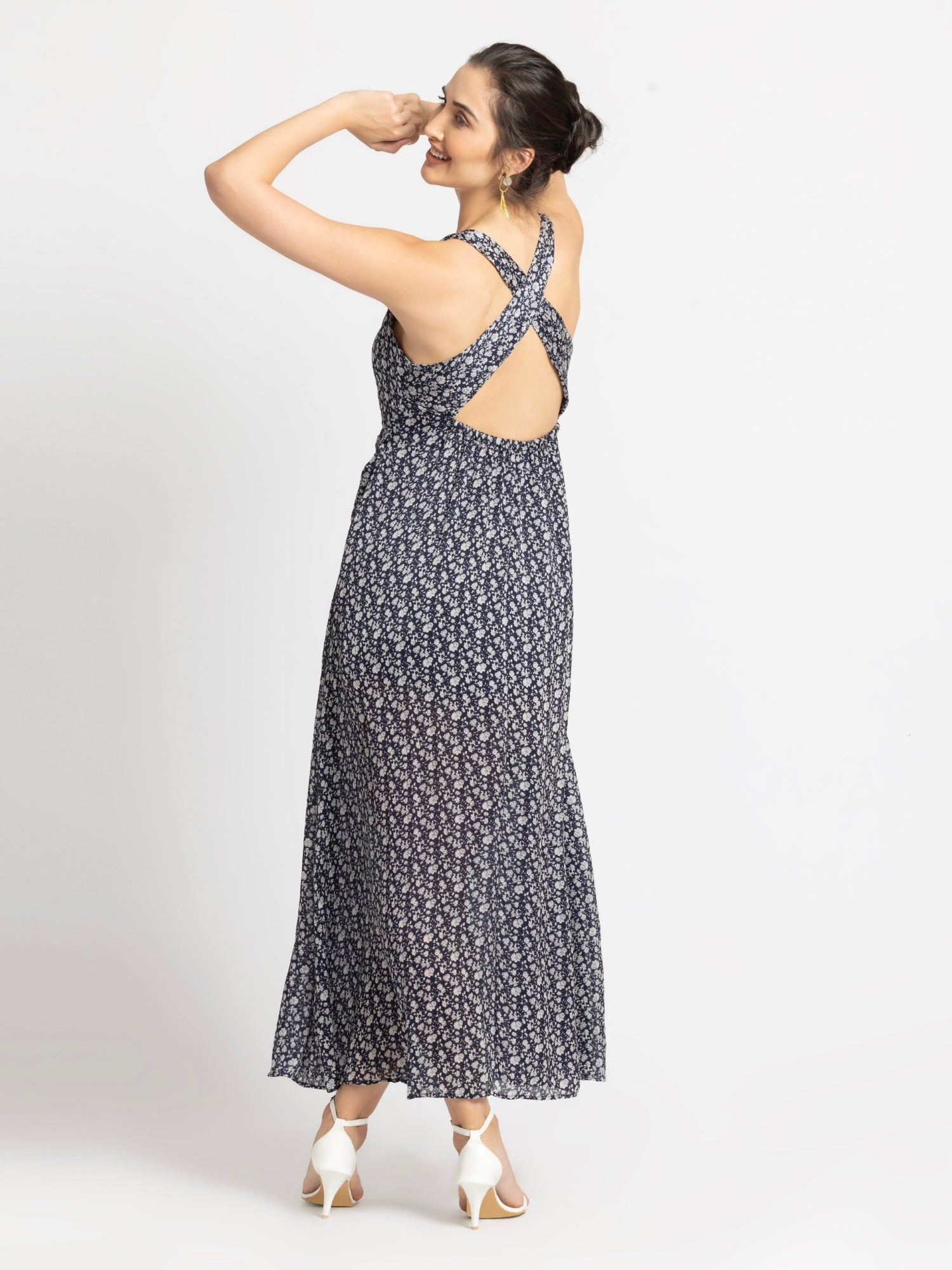 Blue Motif Maxi Dress