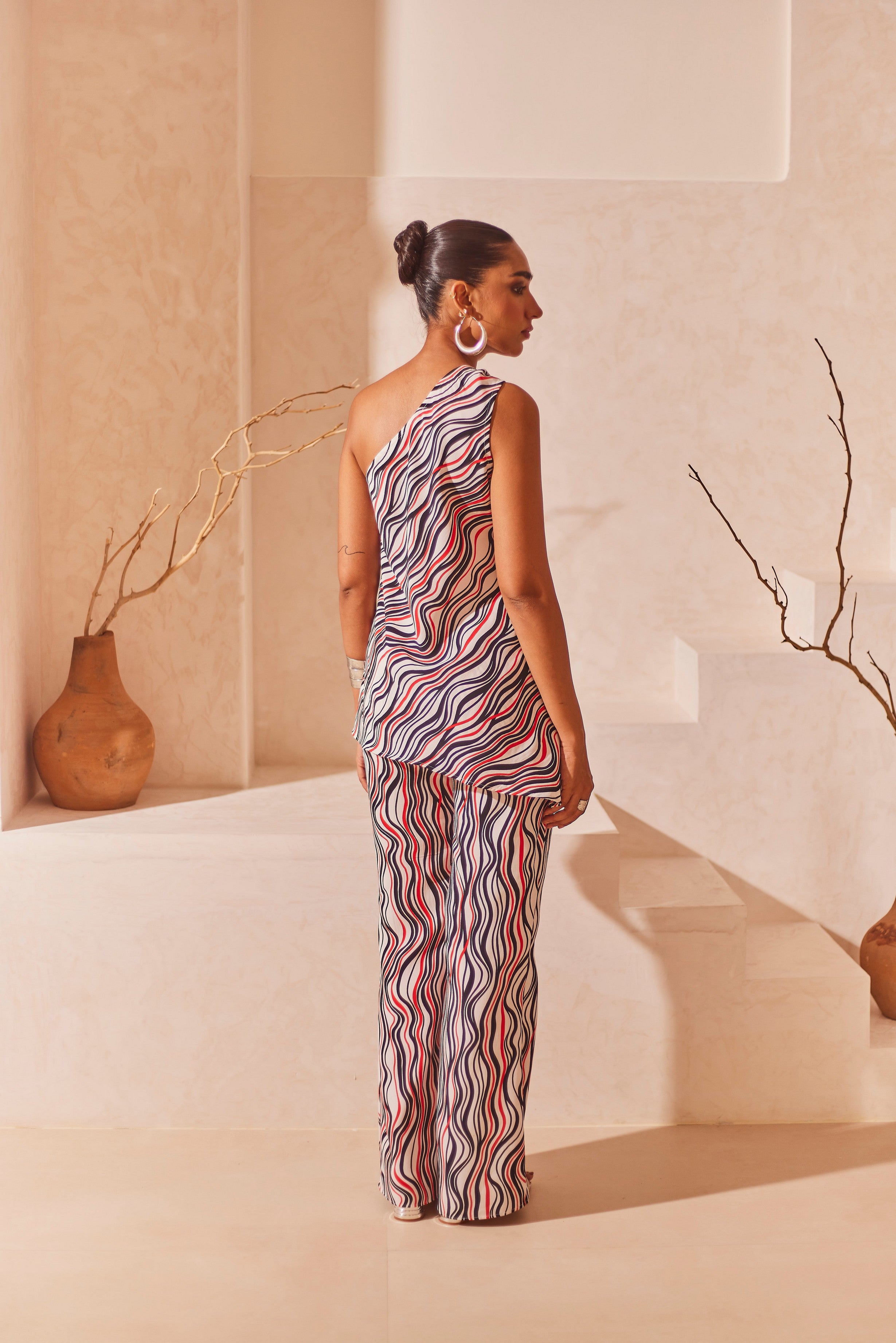 Printed Assymetric Tunic Top