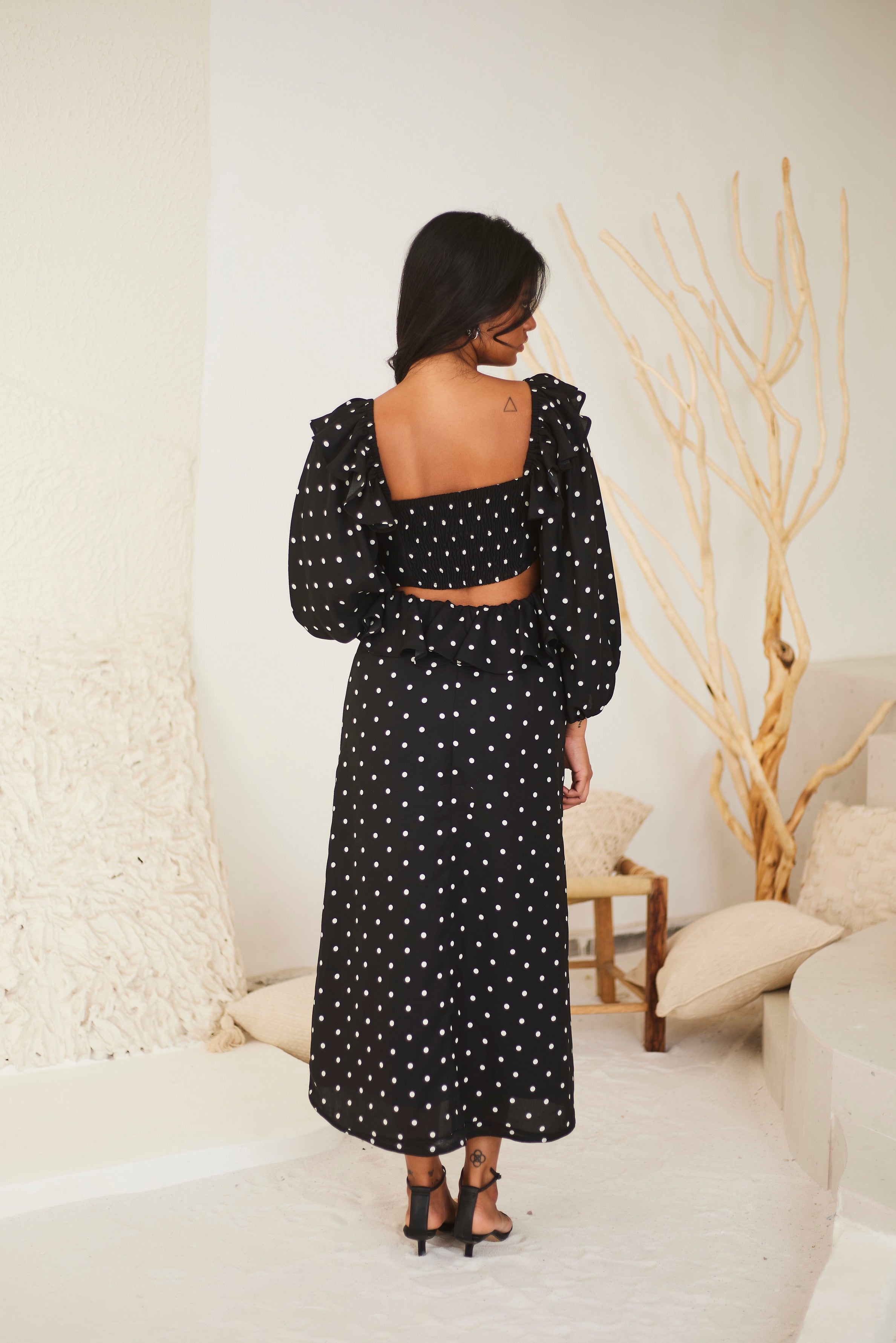 Polka Frill Midi Dress