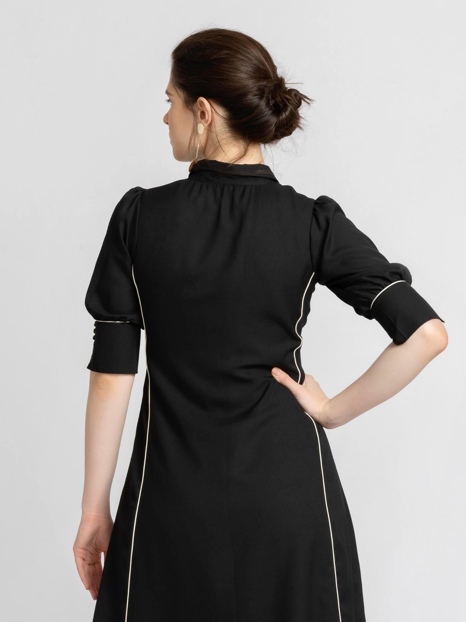Noir Elegance Midi Dress