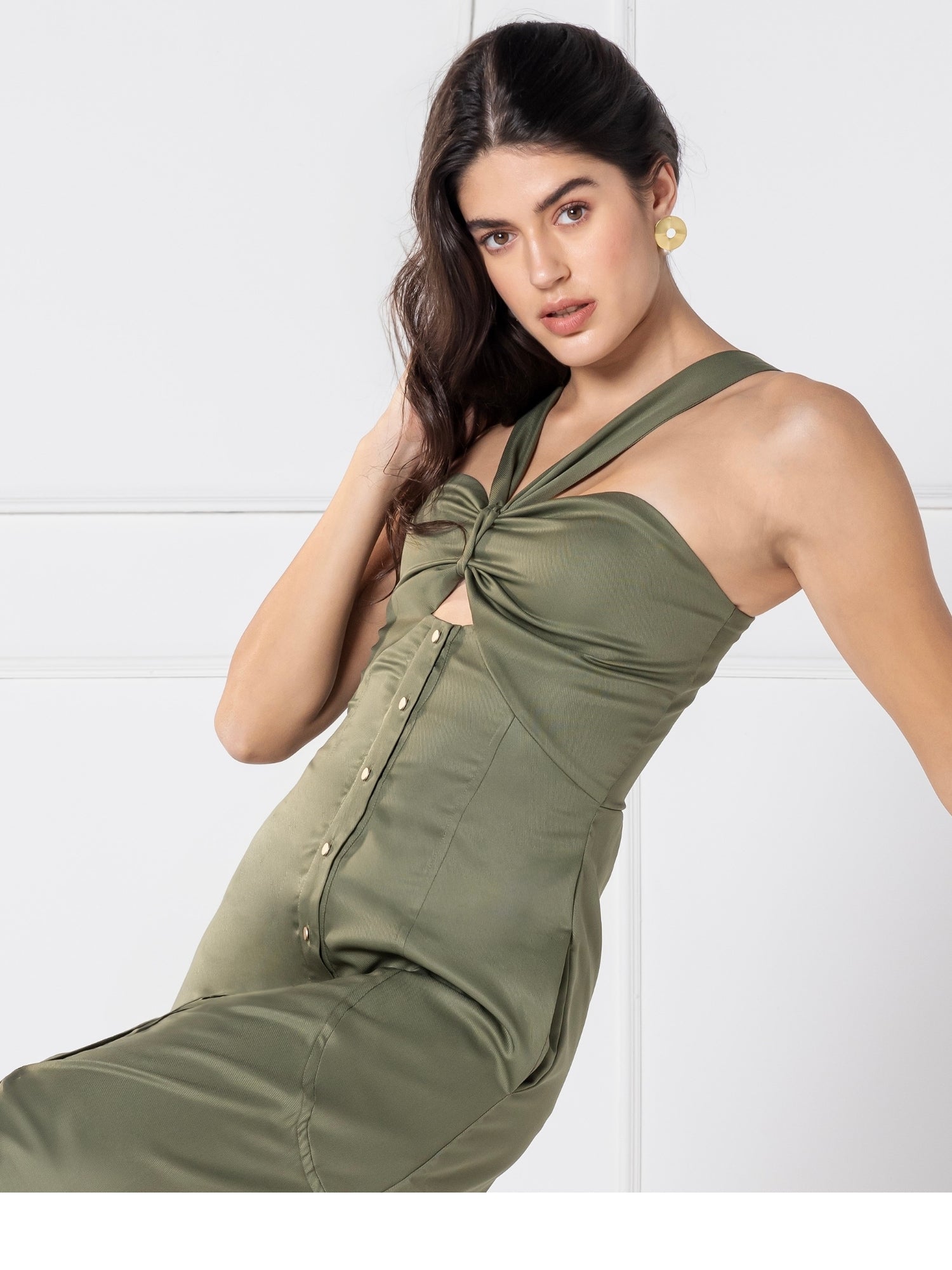 Olive Elegance Chic Midi Dress