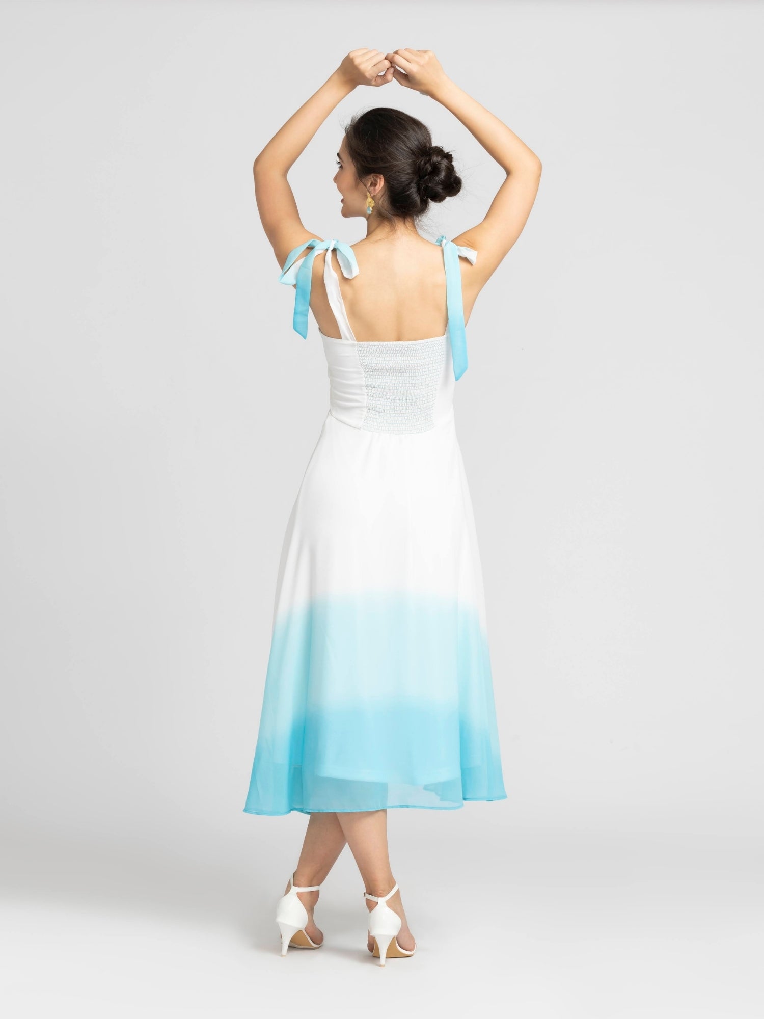 Whispering Blue Ombre Midi Dress