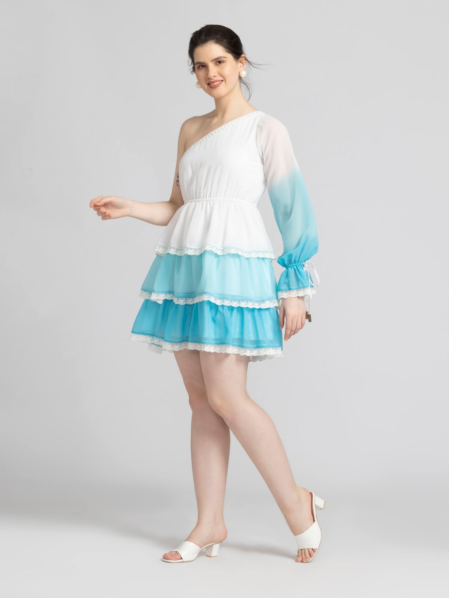 Whispering Blue Ombre Mini Dress