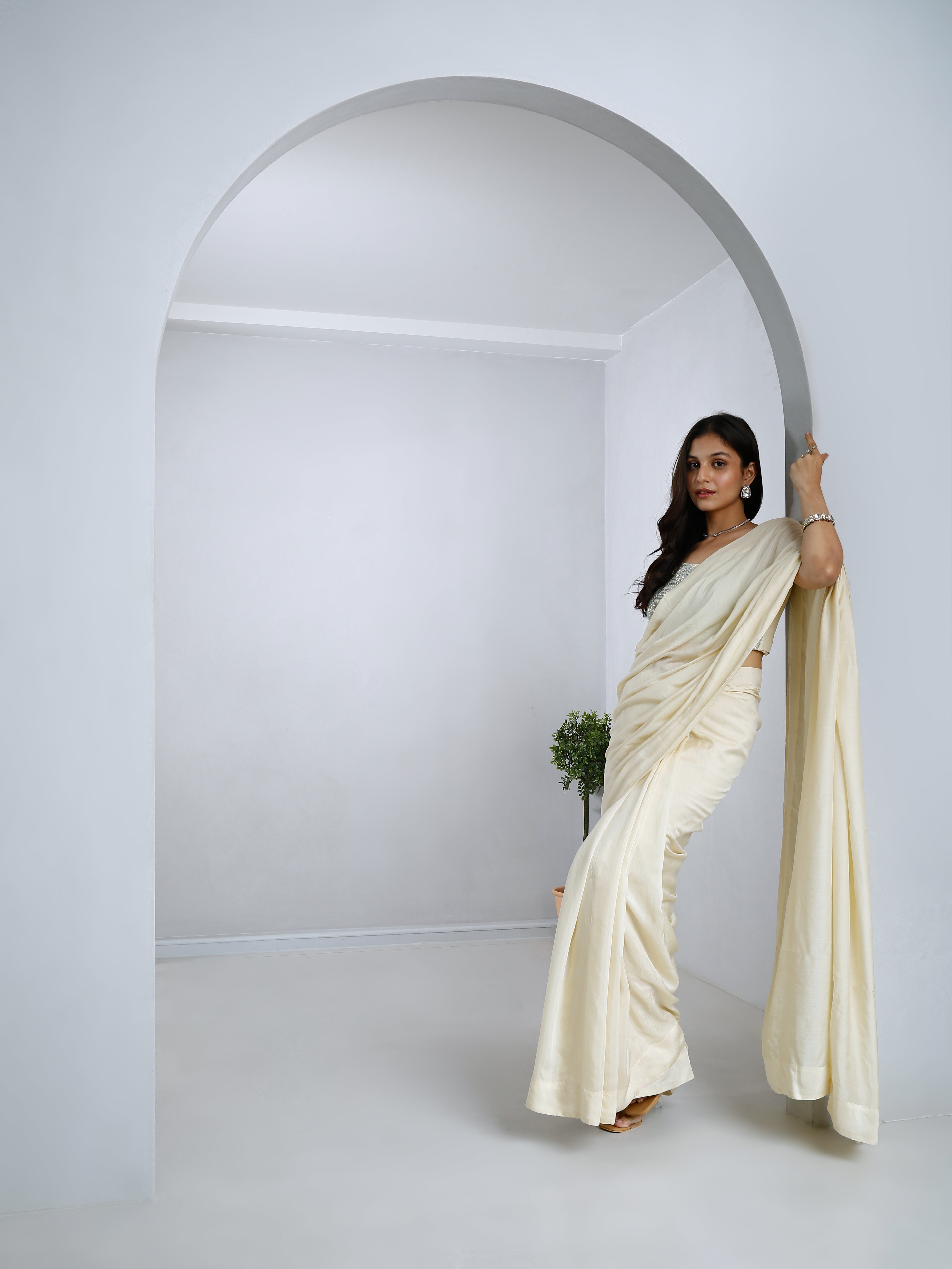 Cream Saress with Blouse