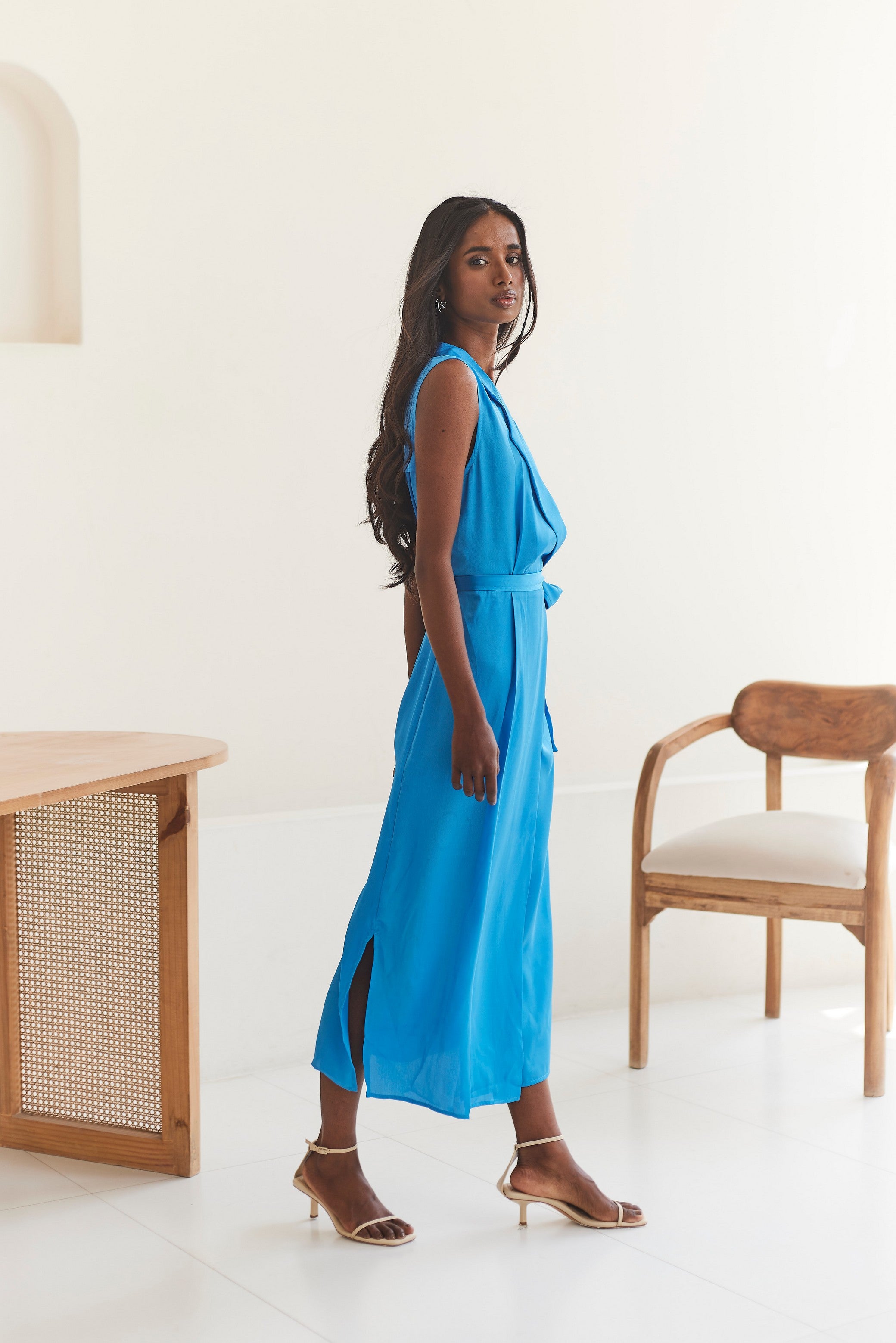 Blue Midi Shirt Dress