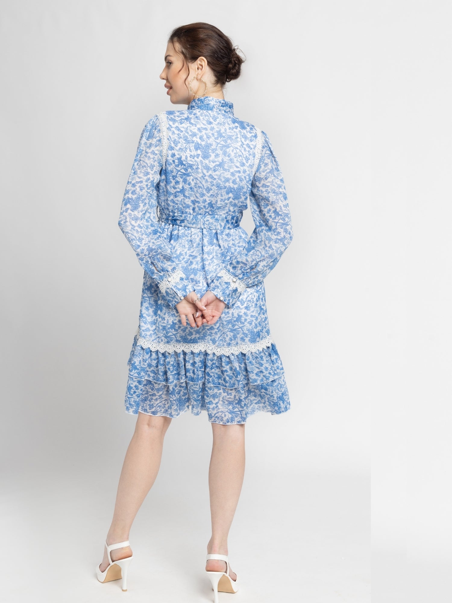Misty Floral Mandarin Mini Dress