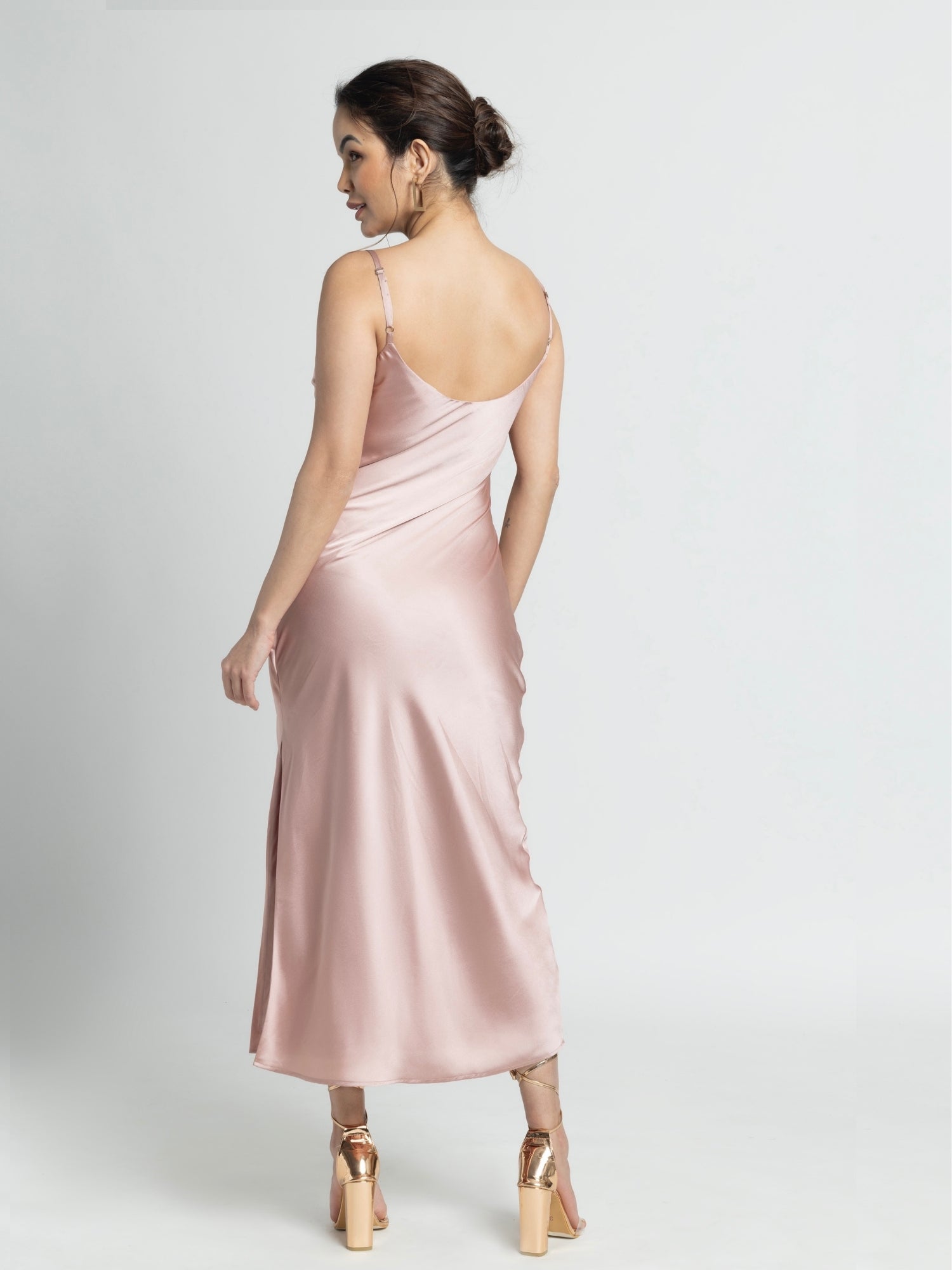 Rose Gold Cowl Midi Dress