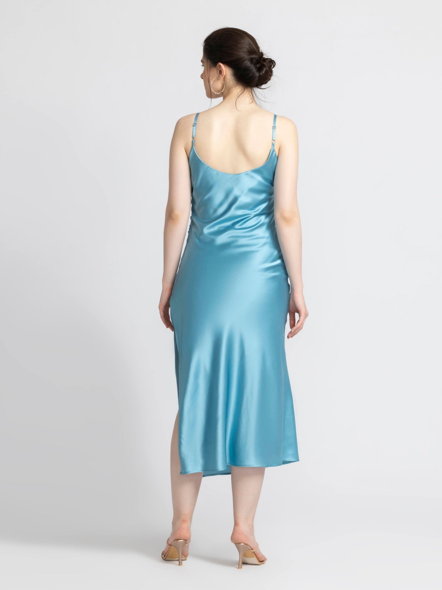 Turquoise Blue Cowl Midi Dress