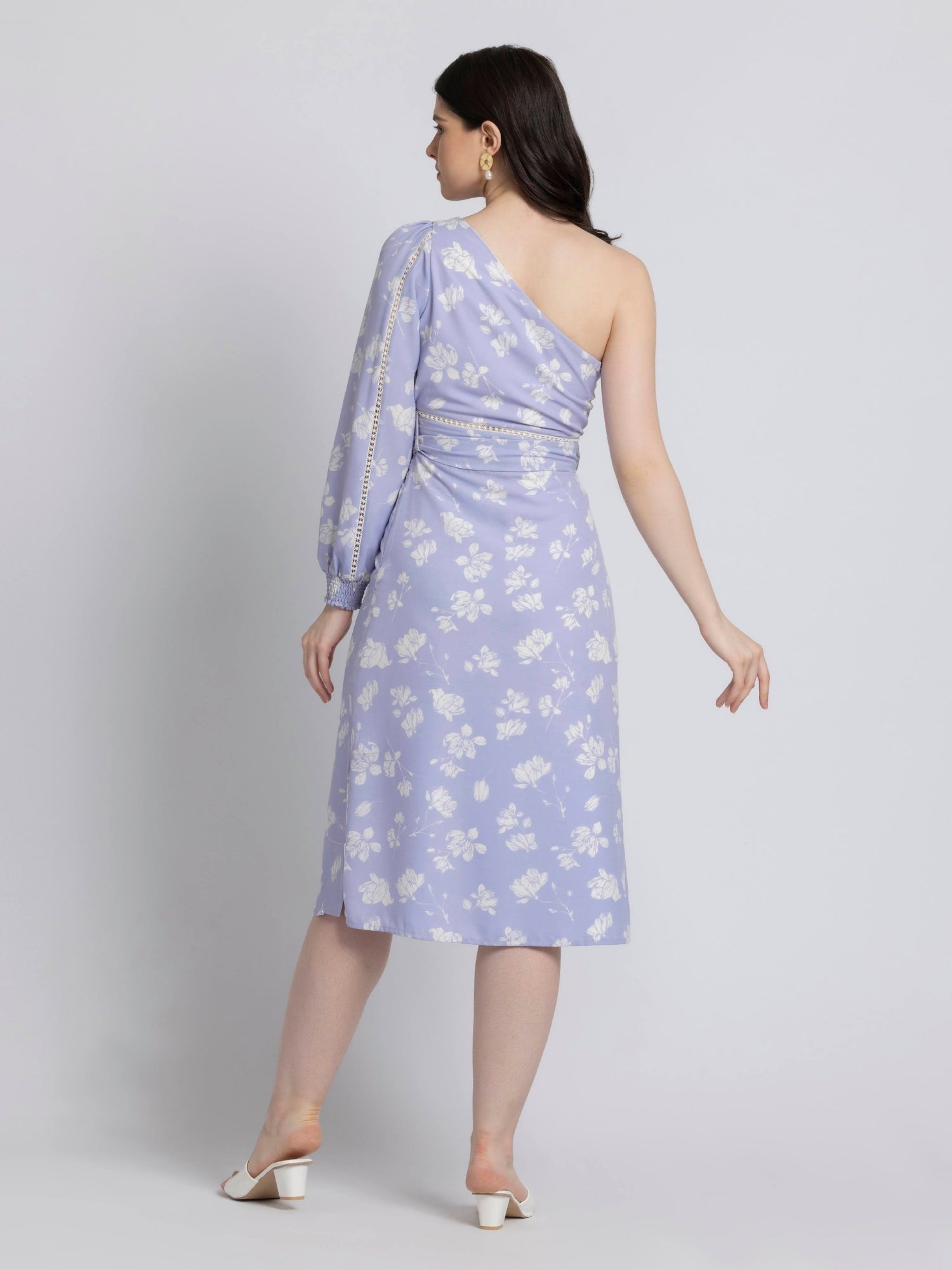 Lavender Blossom Asym Midi Dress