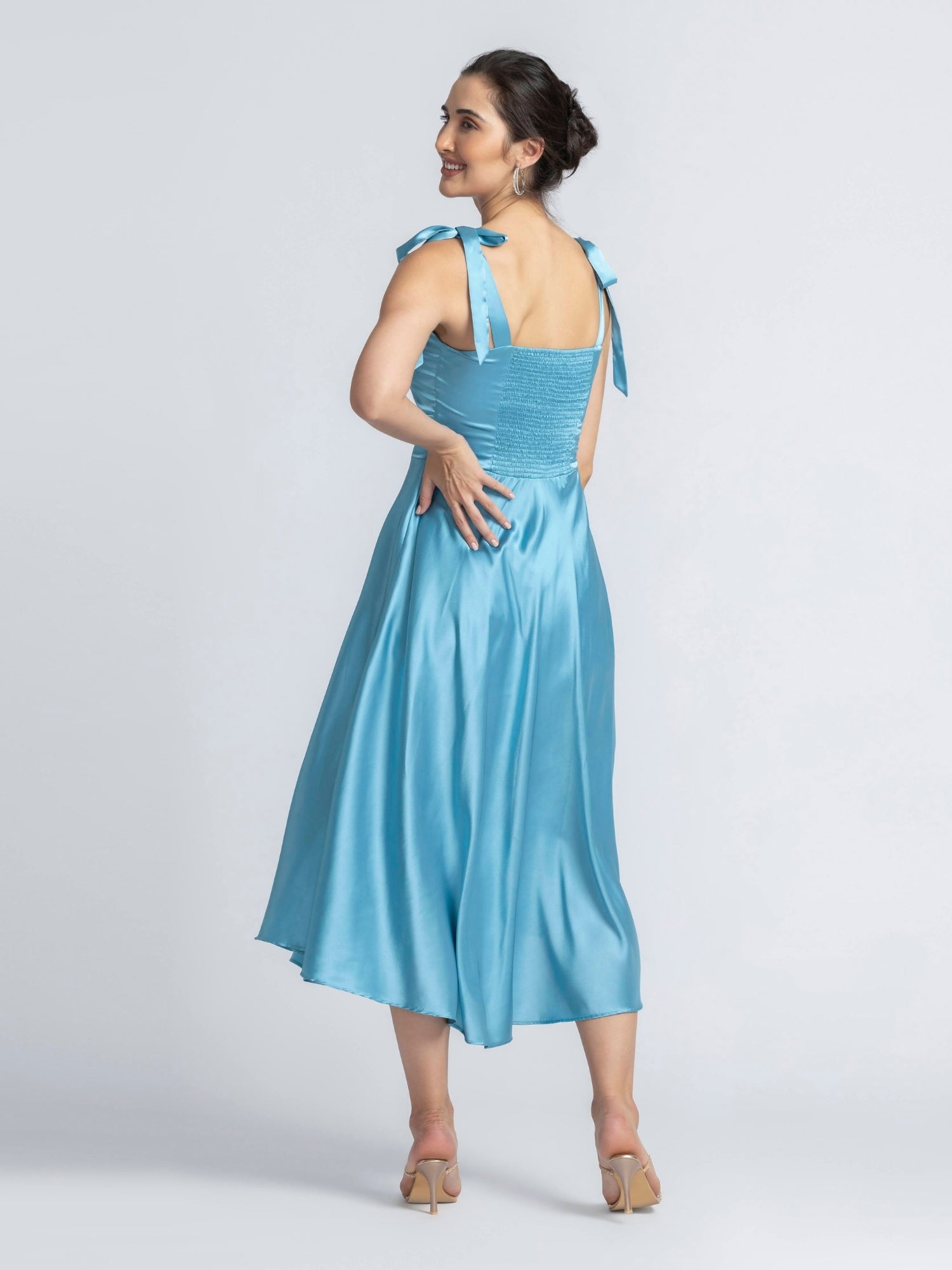 Turquoise Blue Sweetheart Midi Dress
