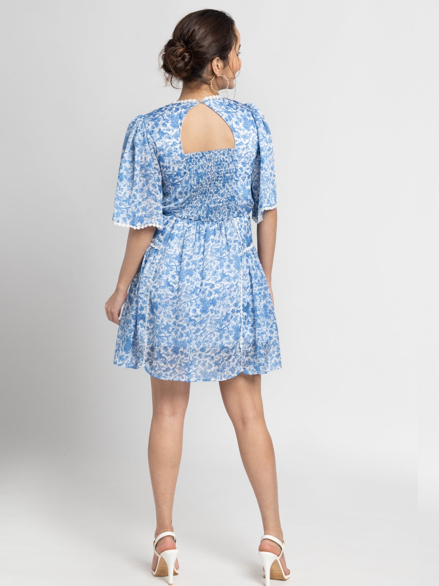 Misty Floral Blue Mini Dress