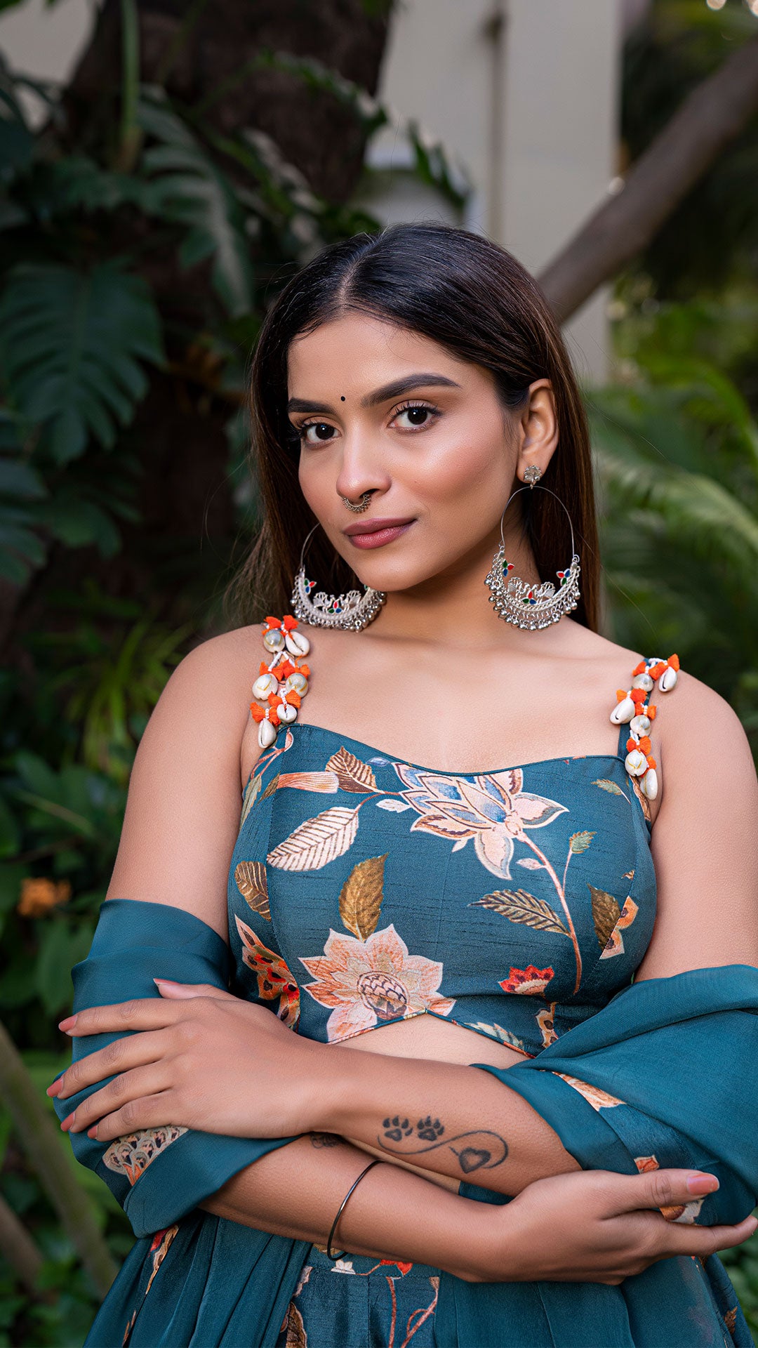 BIRDS OF PARADISE SILK LEHENGA SET - TEAL