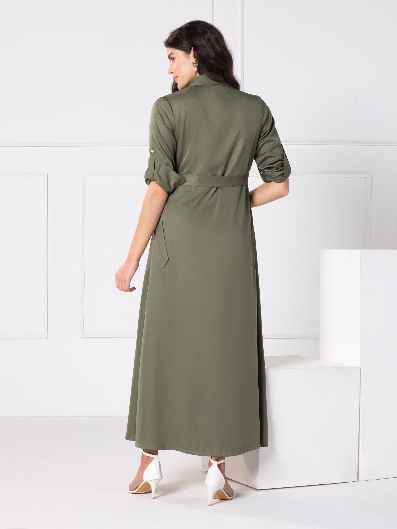 Olive Elegance Maxi Dress