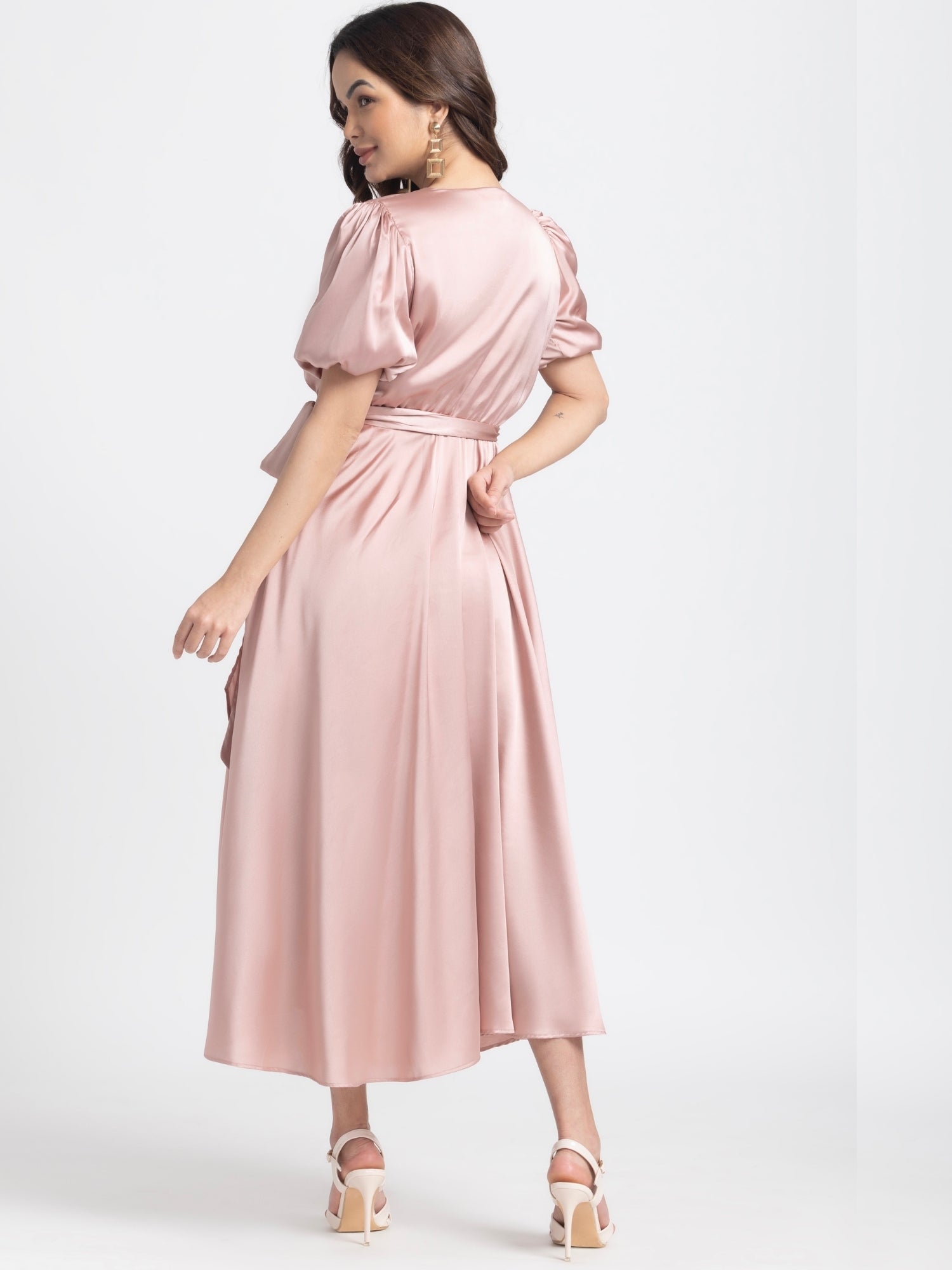 Rose Gold Surplice Midi Dress