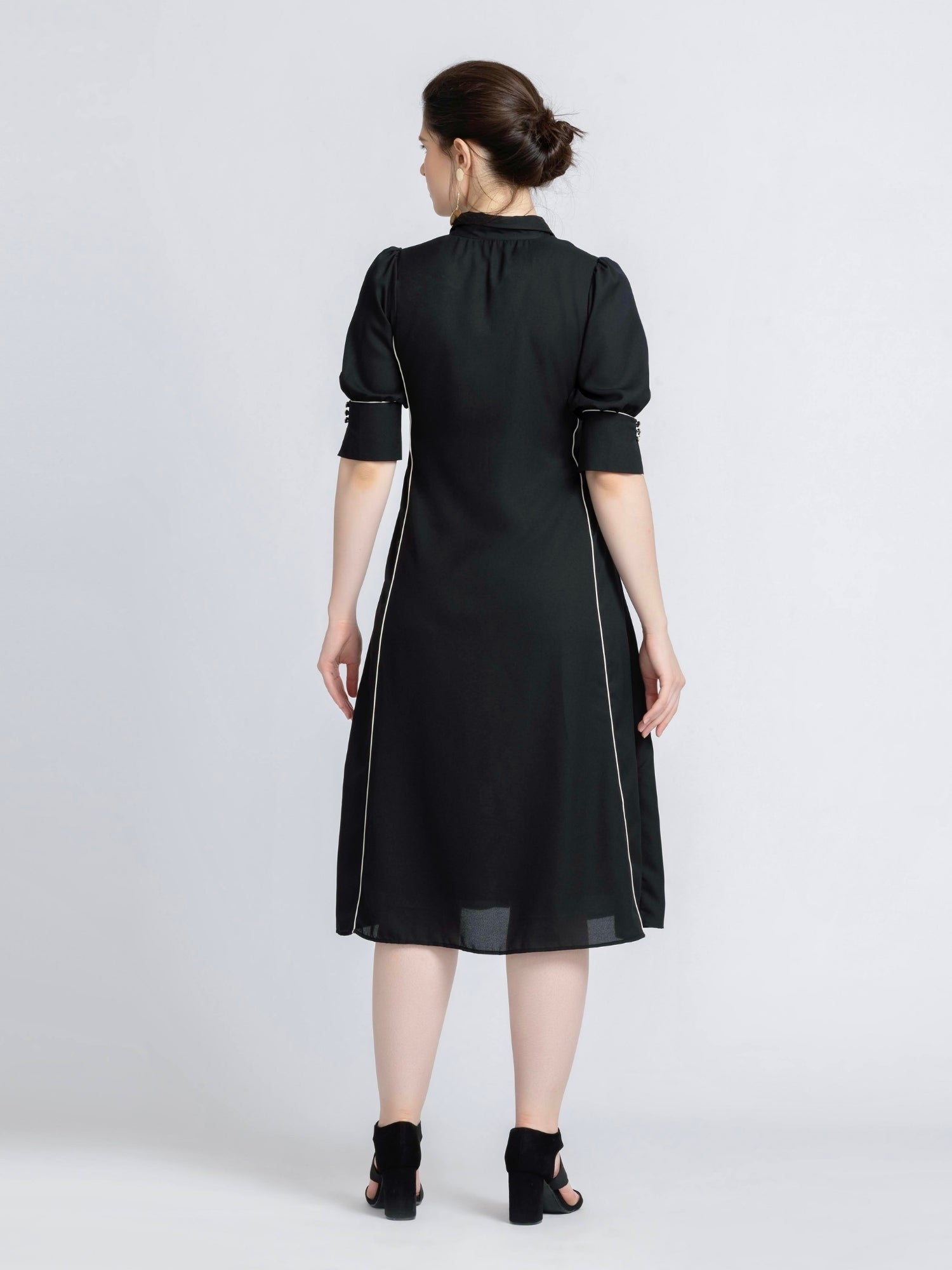 Noir Elegance Midi Dress