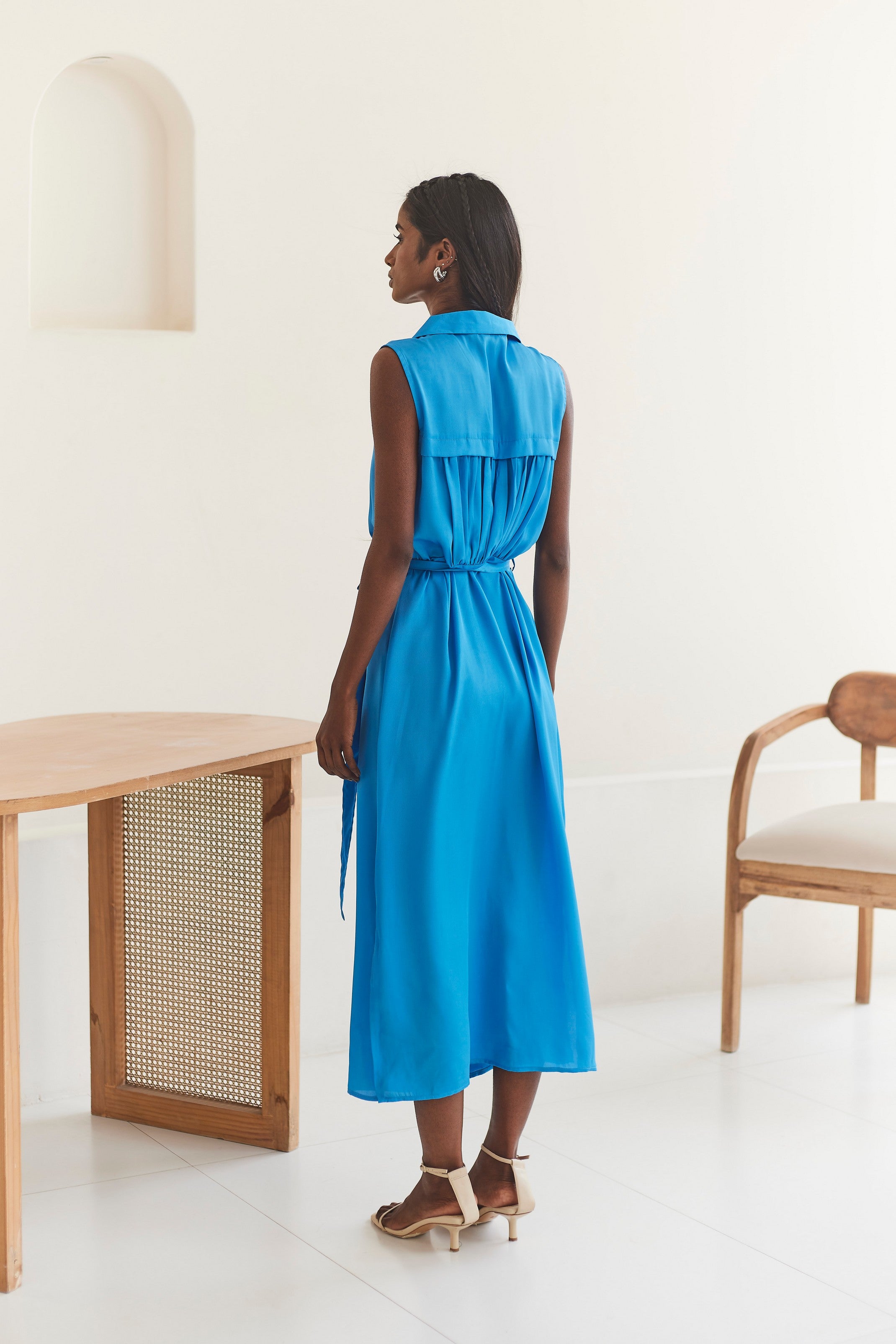 Blue Midi Shirt Dress
